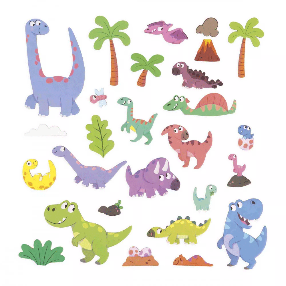 Janod Magnetic Dinosaurs Story Set - Interactive Magnetic Toy for Kids, Educational Dinosaur Playset for Creative Storytelling | Perfect for Preschool Learning & Bedtime Play