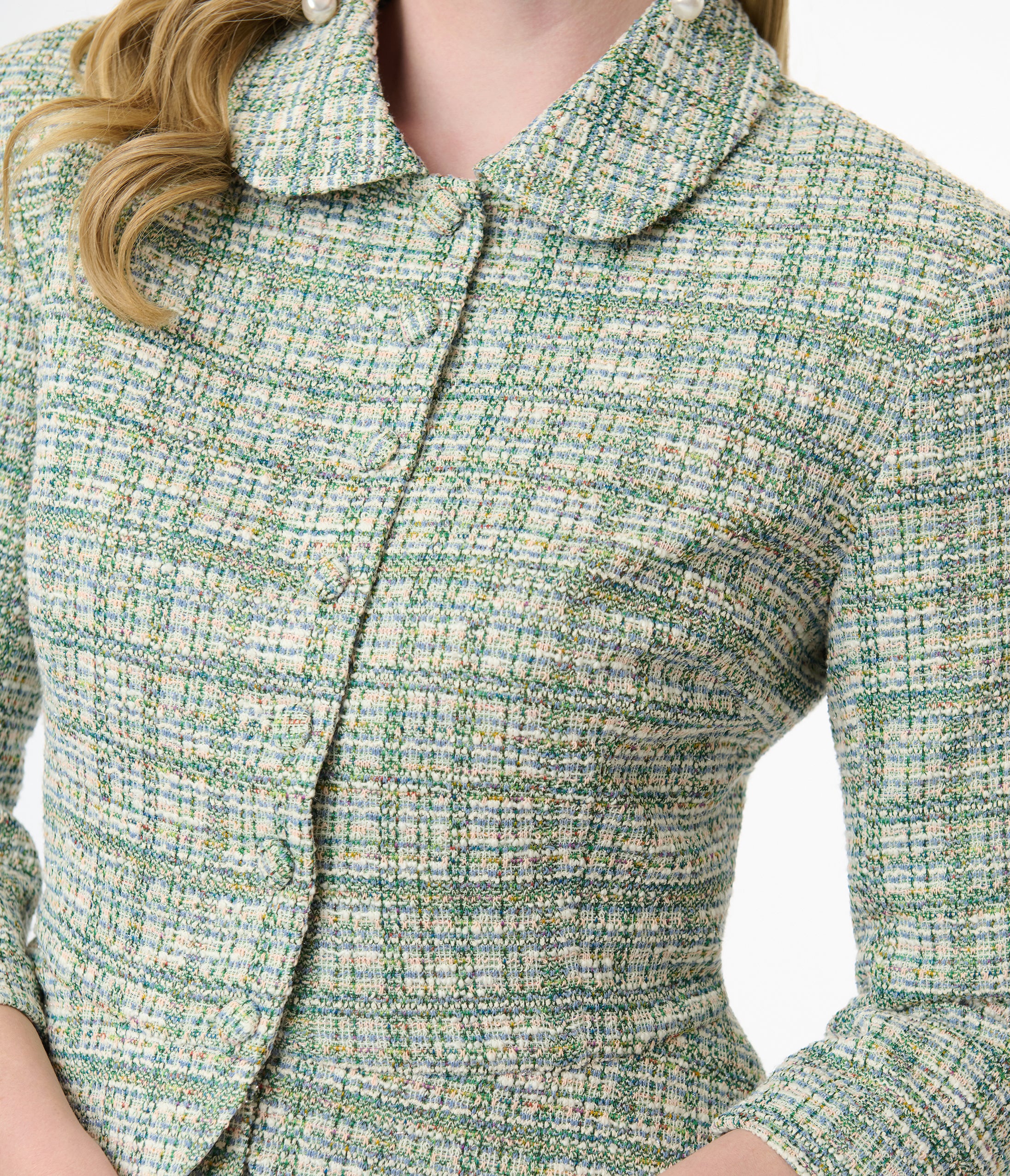 Vintage 1940s Green Plaid Boucle Peclum Jacket - Retro Women's Blazer for Office, Cocktail Parties & Special Occasions