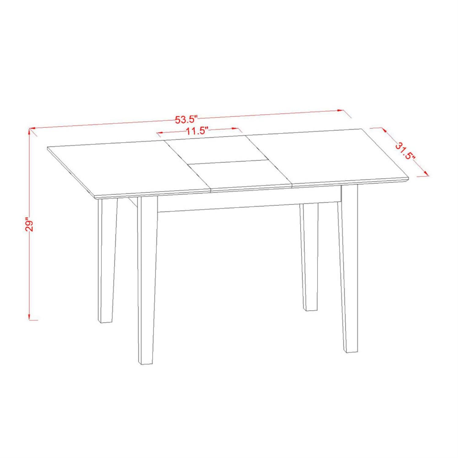 East West Furniture NOAN3-OAK-W 3 Piece Oak Dining Table Set with Butterfly Leaf & 2 Chairs, 32x54 Inch - Perfect for Small Kitchens, Breakfast Nooks & Cozy Dining Spaces