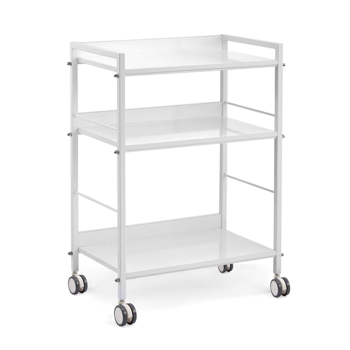 3-Tier Multi-Function White Metal Rolling Utility Cart - Kitchen, Bathroom, Office Storage & Organization Solution