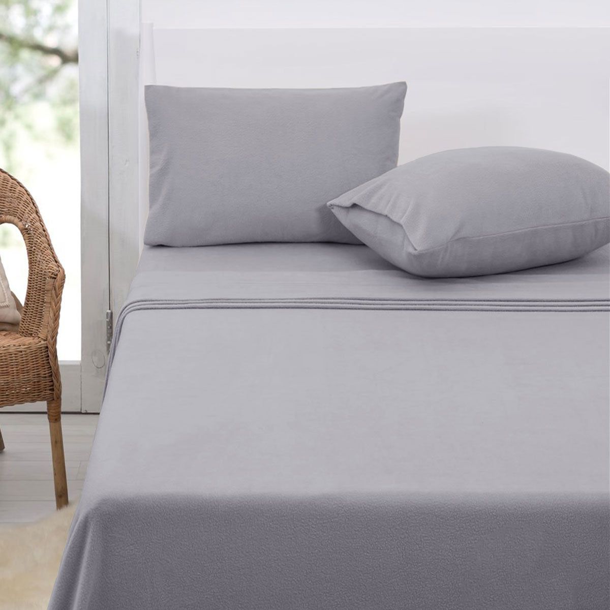Premium Polar Fleece Sheet Set - Queen Size, 36cm Wall Grey - Ultra Soft & Warm Bedding for Winter Comfort - Perfect for Cozy Nights & Cold Weather