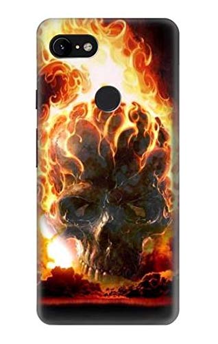 R0863 Hell Fire Skull Case Cover for Google Pixel 3 XL - Durable Protective Phone Case for Gaming, Halloween, and Punk Style