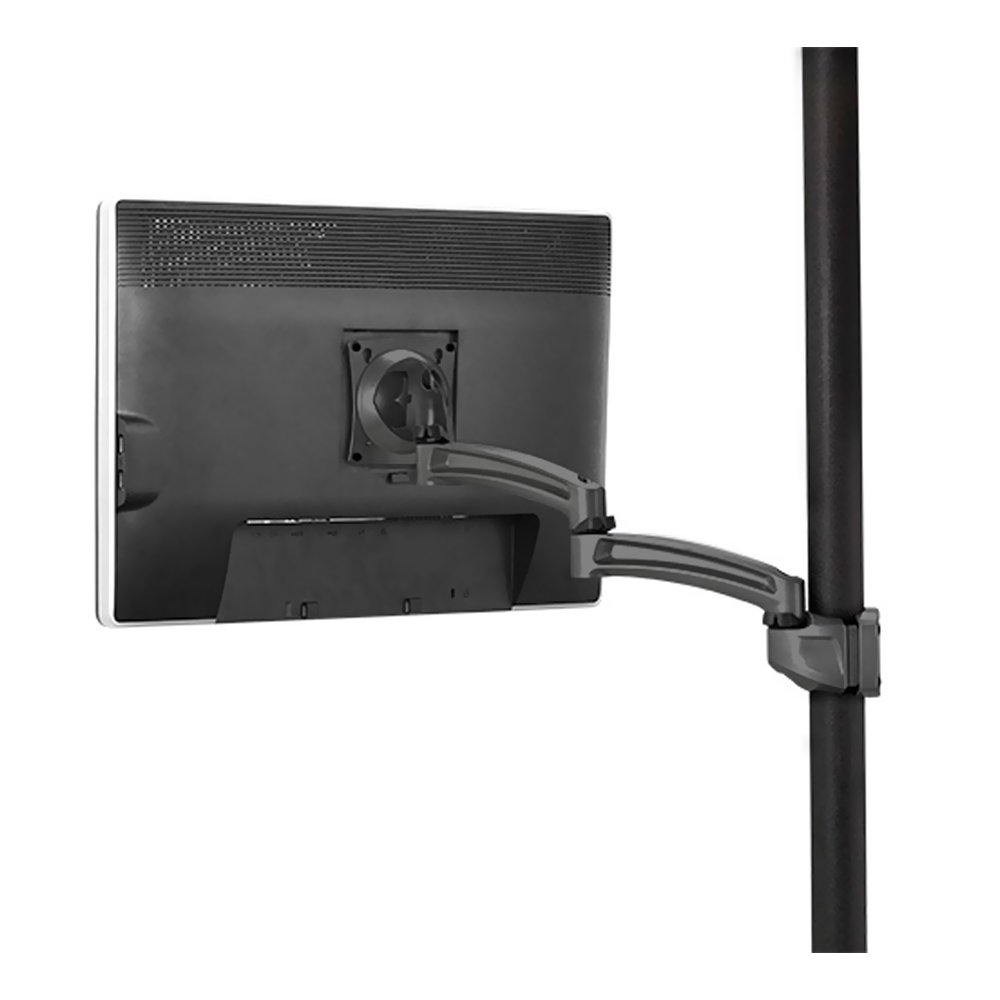 Kontour Black Single Monitor Pole Mount Articulating Arm - Adjustable VESA Mount for Home Office, Gaming & Workspace Setup
