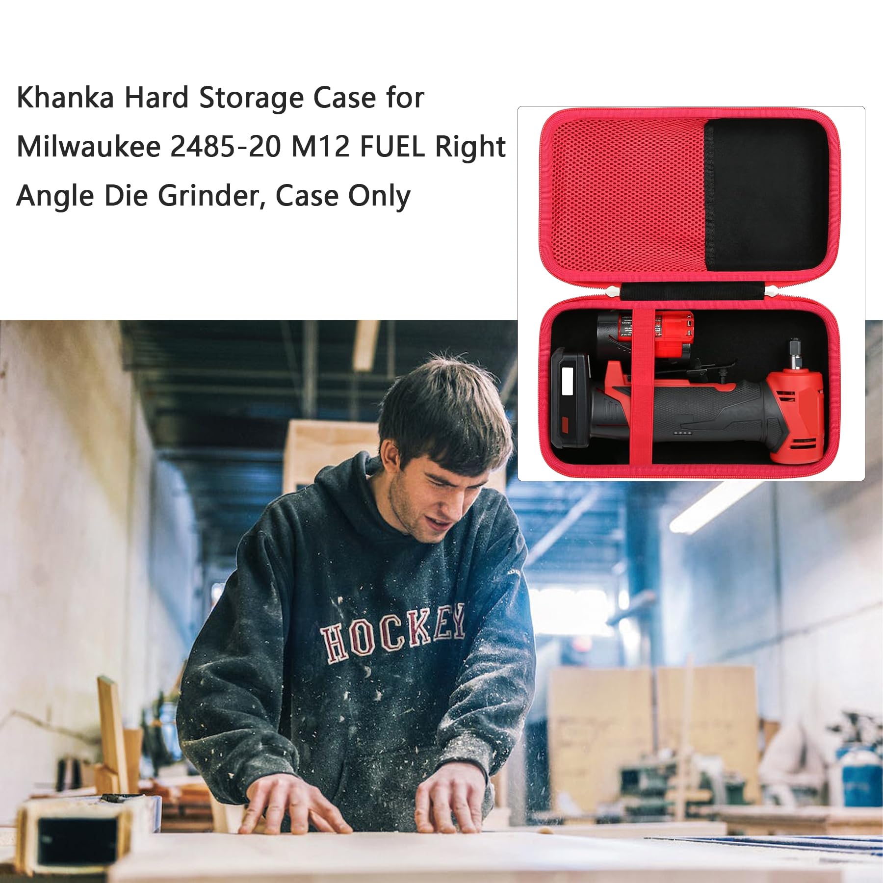 Milwaukee 2485-20 M12 FUEL Right Angle Die Grinder Replacement Hard Storage Case - Durable Protective Tool Box for Workshop & Job Site Use