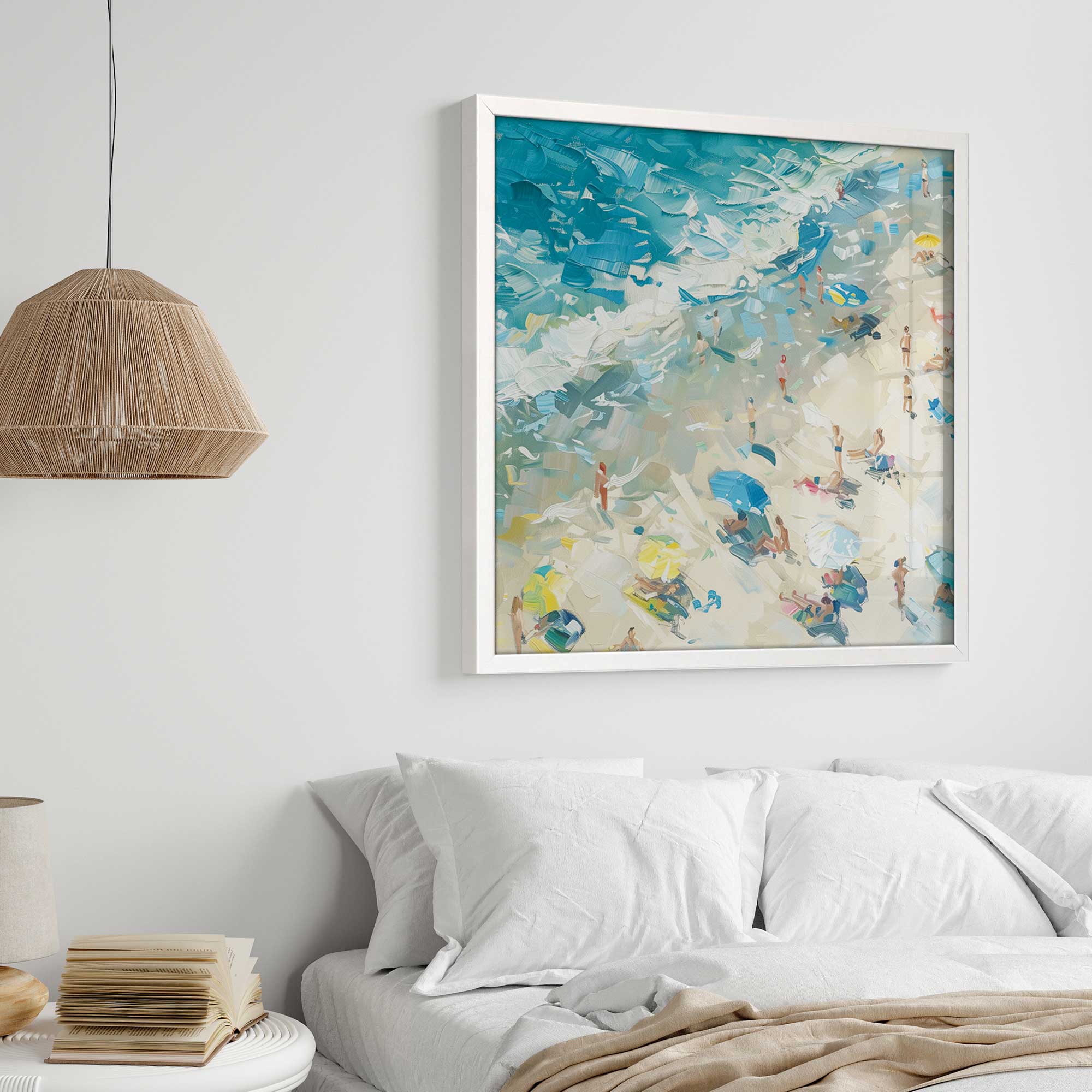 Coastal Harmony Square Print Wall Art - Beach Themed Decor for Living Room, Bedroom & Office - Perfect for Coastal, Nautical & Boho Home Decor Styles