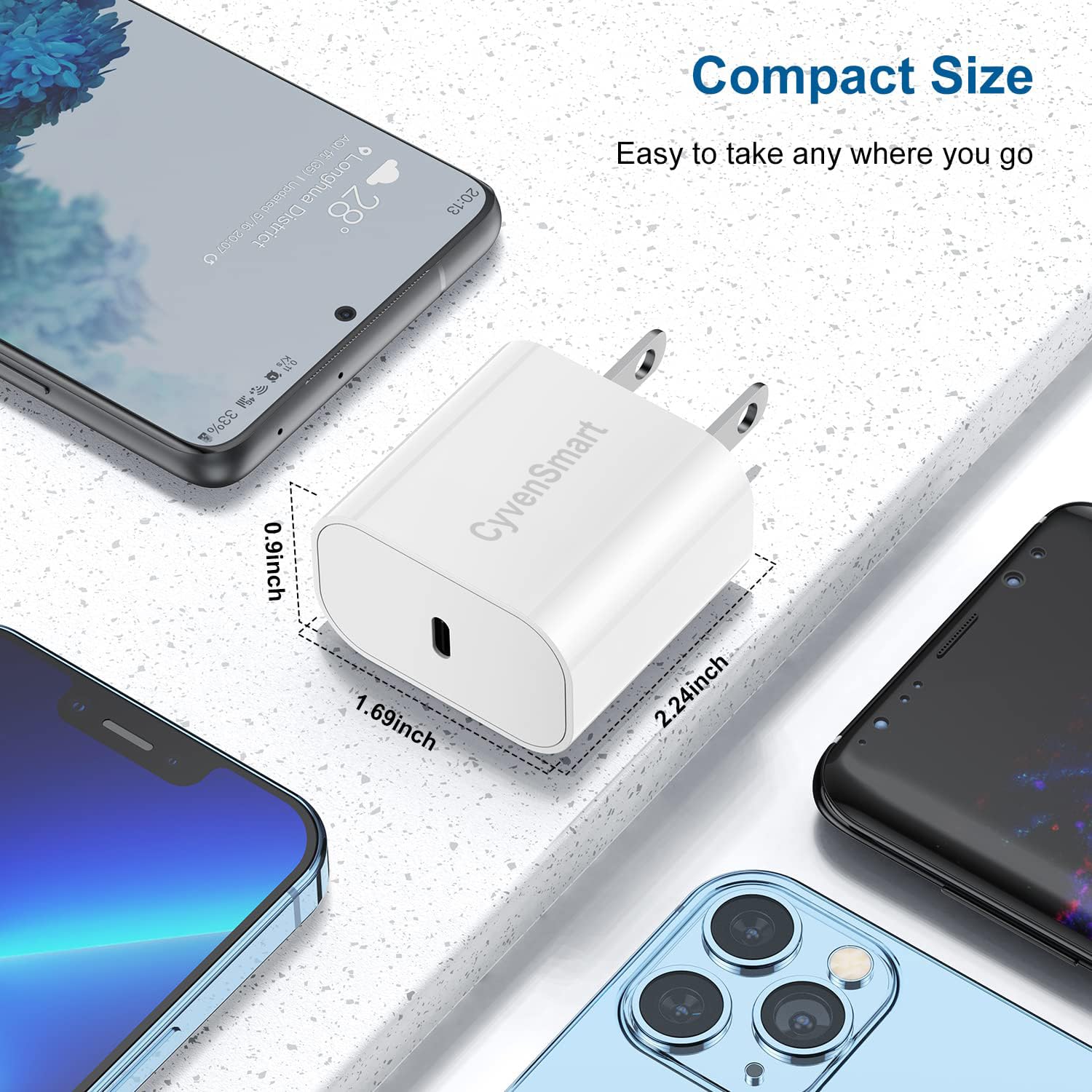 MFI Certified 20W PD USB C Wall Charger for iPhone 14/13/12/11 Pro Max/XS/XR - Fast Charging Block with 10ft USB C to Lightning Cable (2 Pack) - Perfect for Home, Office & Travel Charging