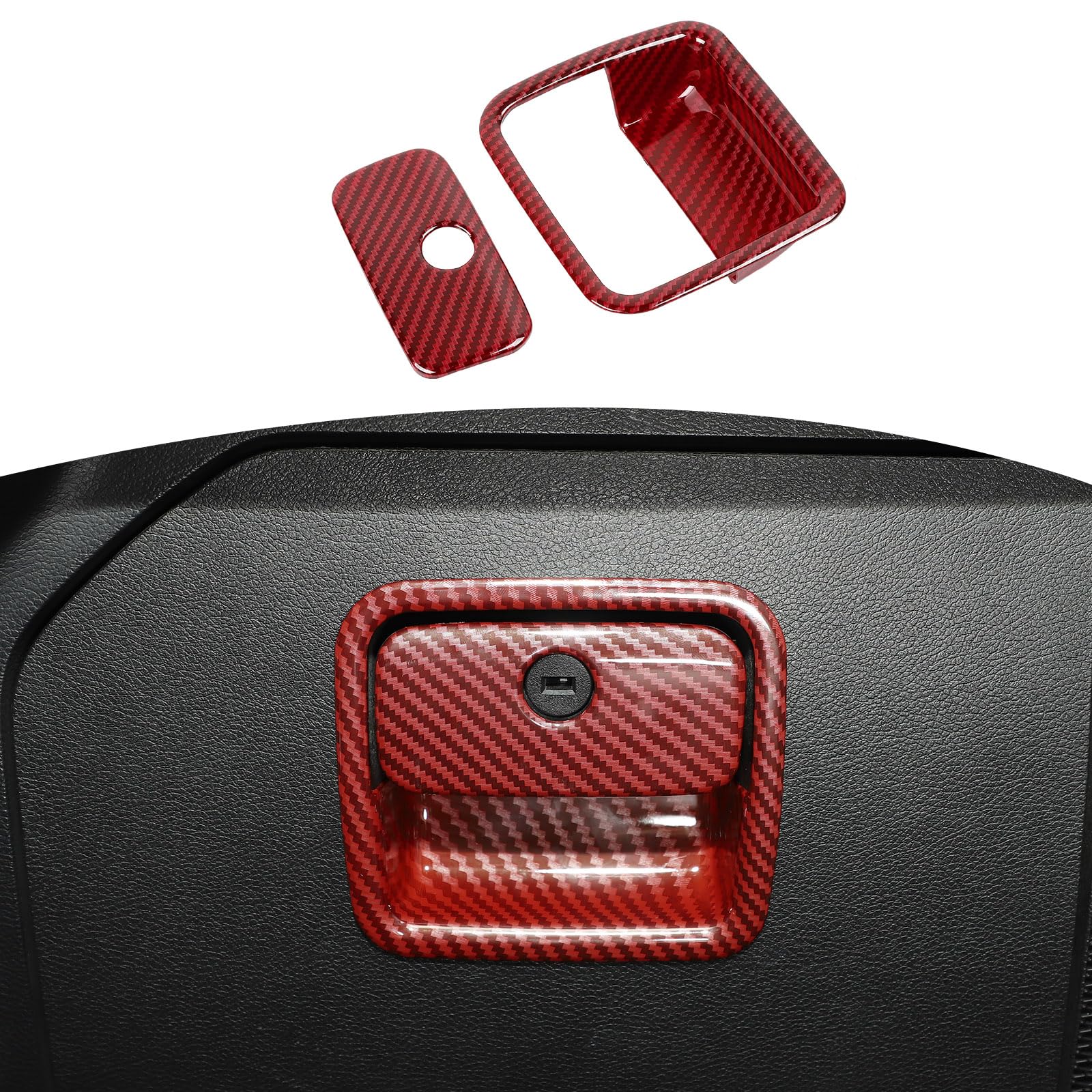 Jeep JL Glove Box Latch Handle Cover - Red Carbon Fiber Trim for Wrangler JL/JLU & Gladiator JT (2018-2024) | Interior Accessories Upgrade for Off-Road & Daily Driving