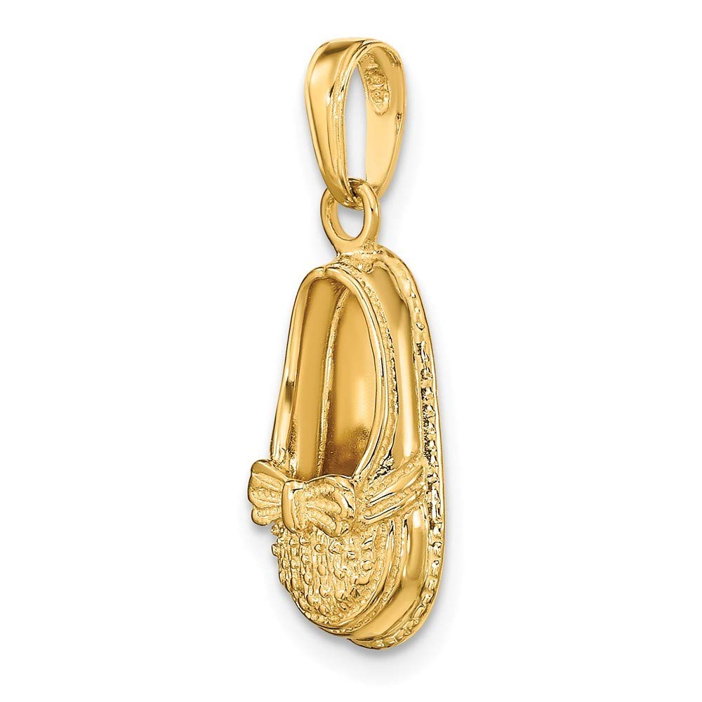 14K Yellow Gold 3D Baby Shoe Charm Pendant with Bow - Elegant Jewelry Gift for Newborns, Christening, Baby Showers & Special Occasions - Roy Rose Jewelry