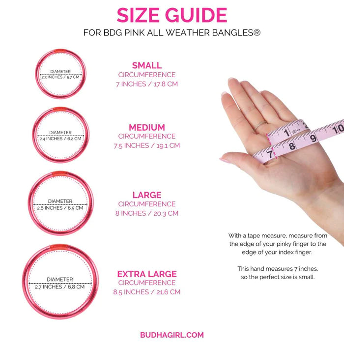 BuDhaGirl All Weather Bangles Set of 6 - Stylish Waterproof & Durable BDG Pink Bracelets for Women | Perfect for Yoga, Travel & Everyday Wear