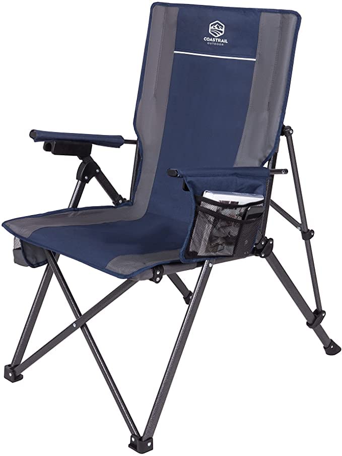 AWQM 3-Position Adjustable Folding Recliner Chair with Cup Holder & Storage Bag - Portable Outdoor Rocking Chair for Camping, Beach, BBQ, Travel, Picnics, Backyard Relaxation (Navy Blue) - Perfect for Summer Outdoor Adventures, Patio Lounging and Tailgating Parties