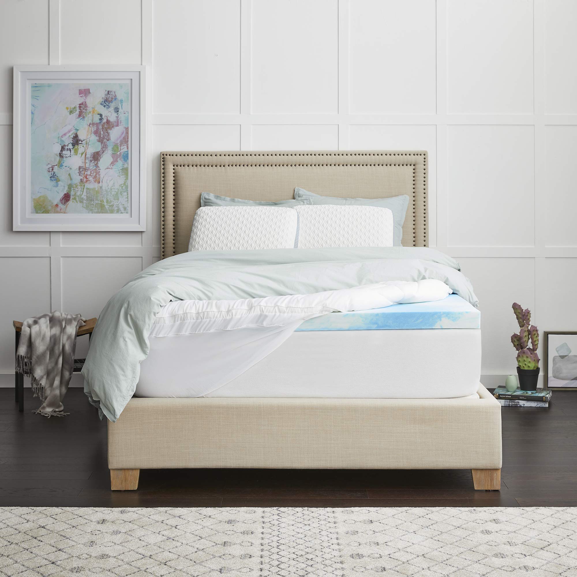 Sealy 4-Inch SealyChill Gel & Comfort Pillowtop Memory Foam Full Mattress Topper with Molded Memory Foam Pillow Set - Cooling Mattress Pad for Hot Sleepers, Pressure Relief & Back Support - Perfect for Bedroom, Guest Room & Dorm