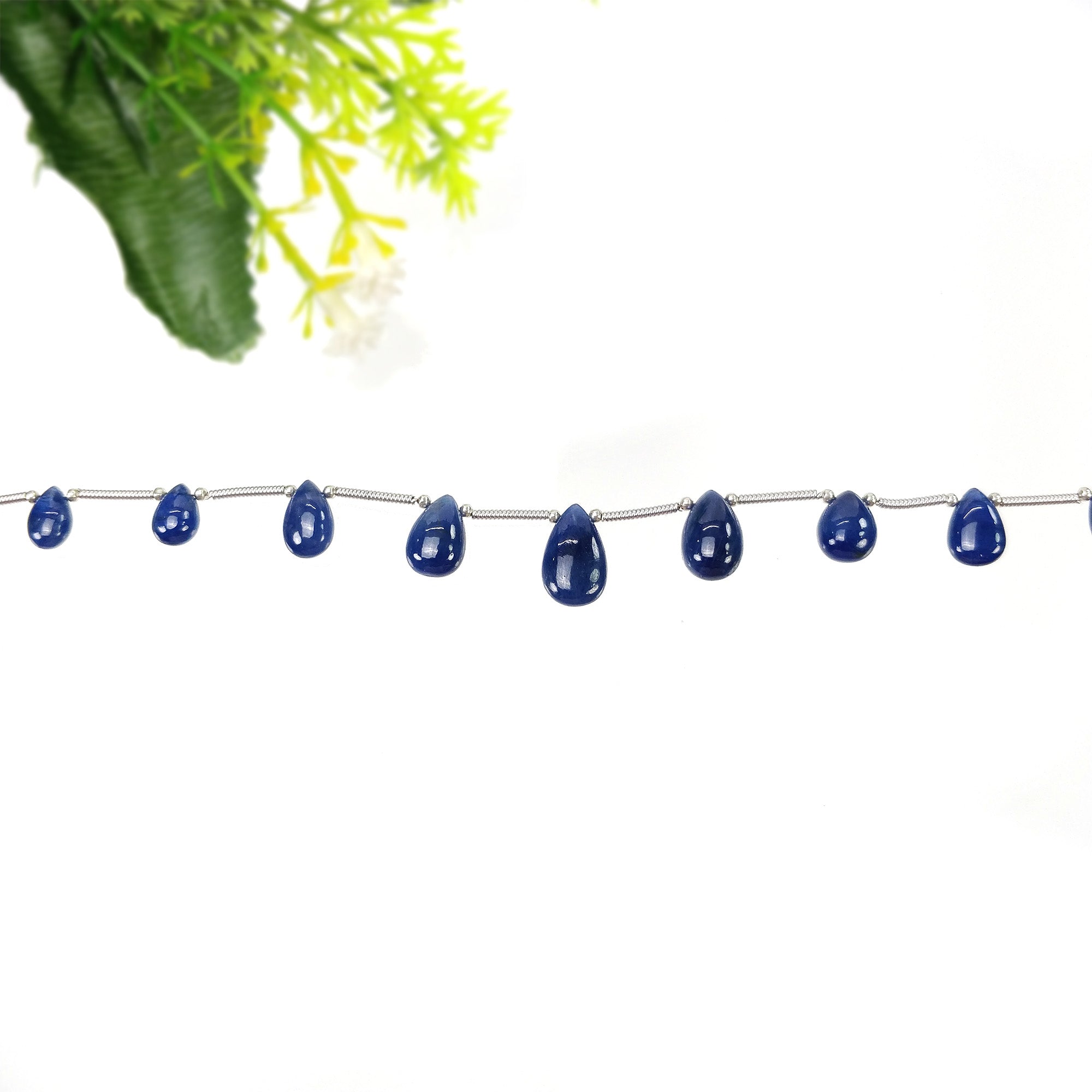 Natural Blue Sapphire Loose Beads - 34.95cts Untreated Plain Almond Gemstone Beads (7x5mm & 13x7mm) for Jewelry Making, DIY Crafts, and Healing Crystal Bracelets