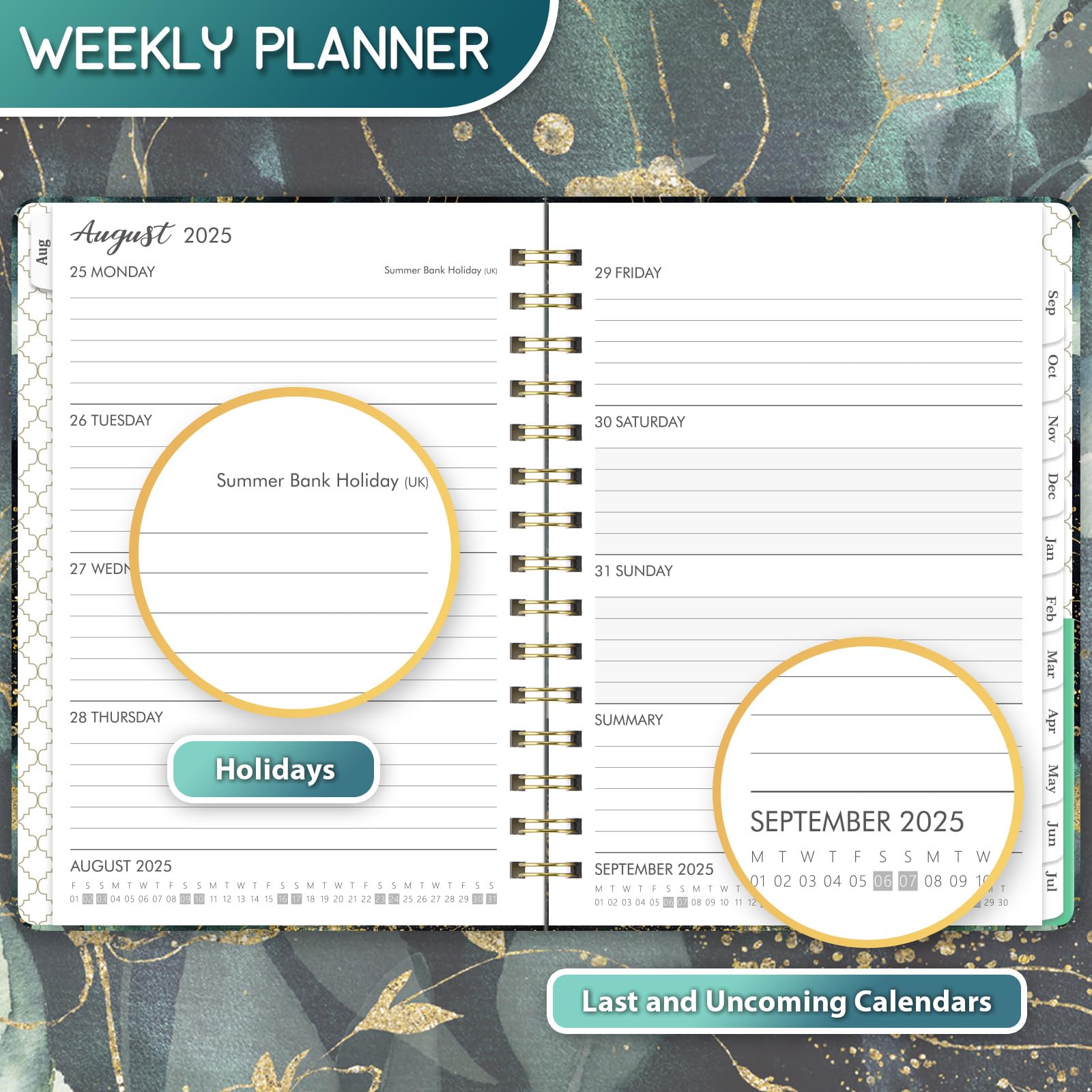 2025-2026 Academic Planner - Weekly View from August 2025 to July 2026 with Twin-Wire Binding, Hardcover & Elastic Closure | 8.5