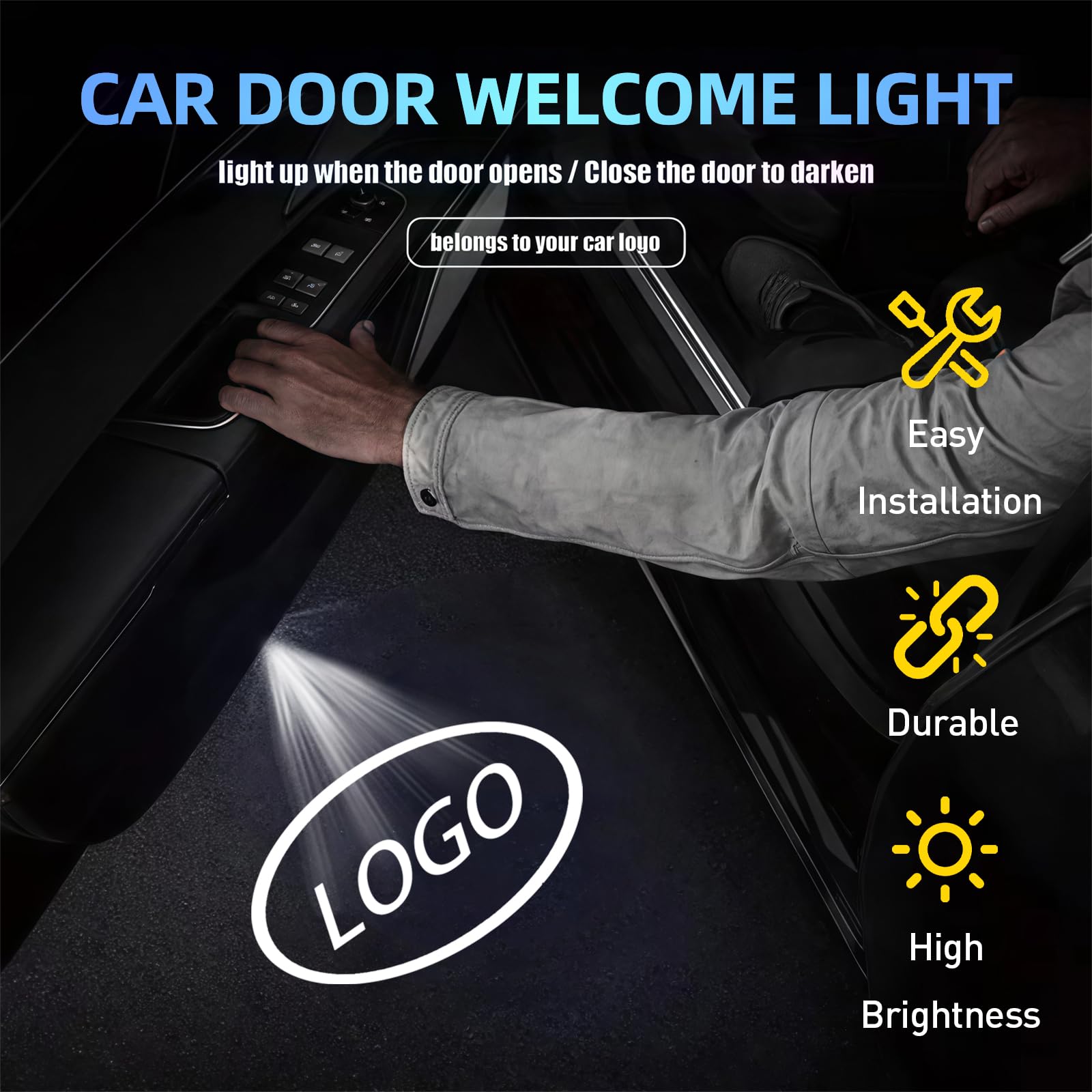 2Pcs Car Logo Projector for Lexus LS/ES/LX/RX - HD LED Ghost Shadow Lights for Night Driving