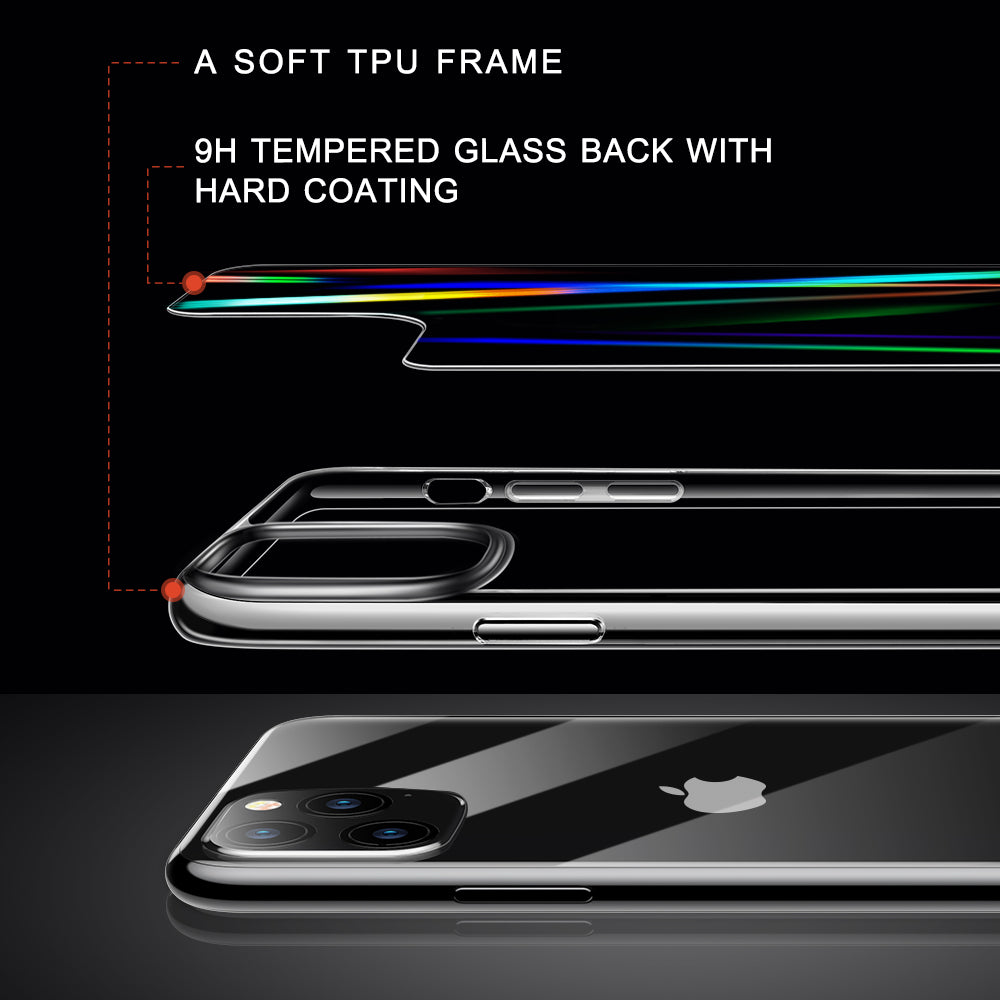 iPhone 11 Pro Case 5.8 Inch - Unicorn Beetle GLASS Slim Clear Protective Cover with Laser Design | Shockproof & Scratch Resistant for Daily Use, Work & Outdoor Activities