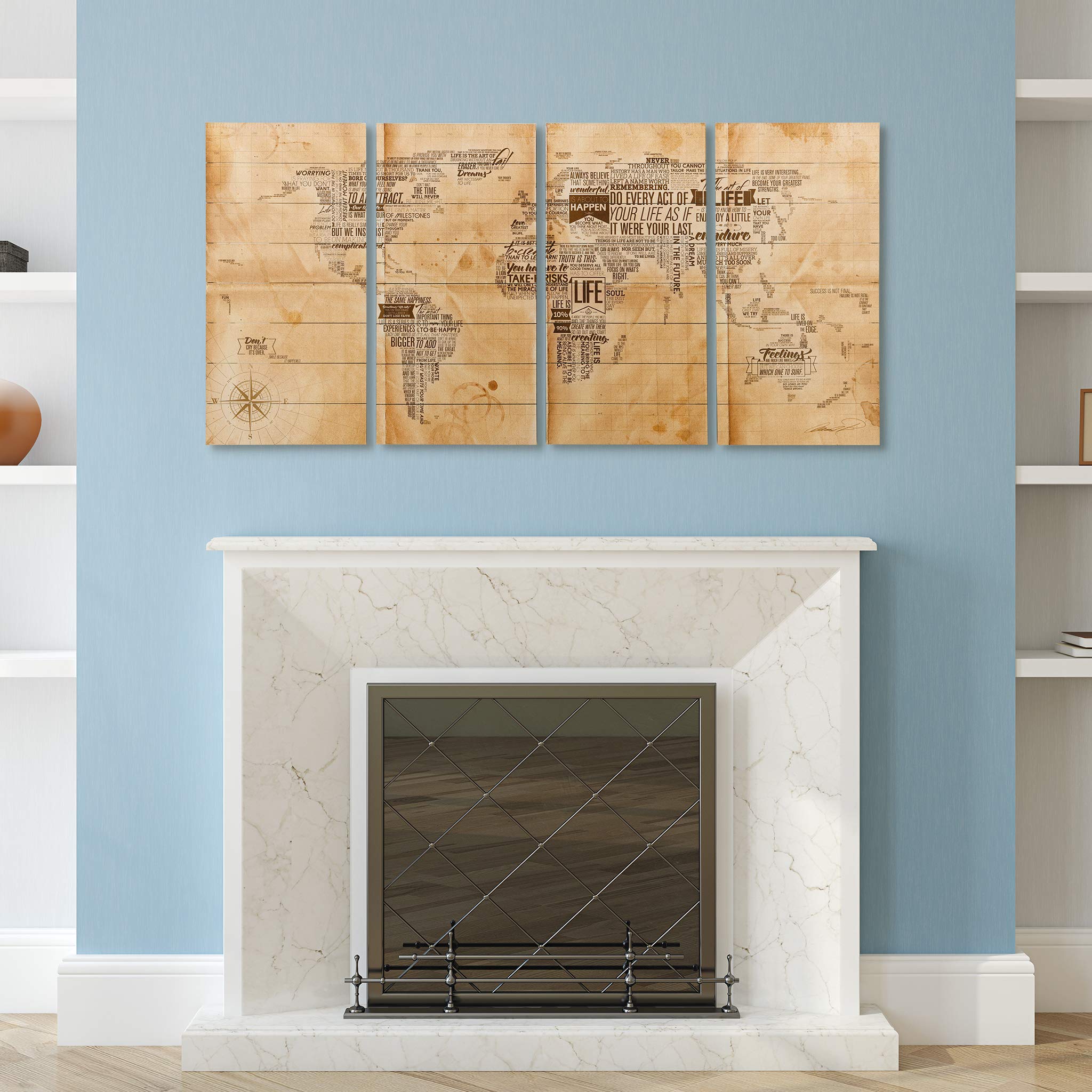 Empire Art Direct World Map Fine Art Giclee Print on Solid Fir Wood Plank - Premium Graphic Wall Decor for Living Room, Office & Home