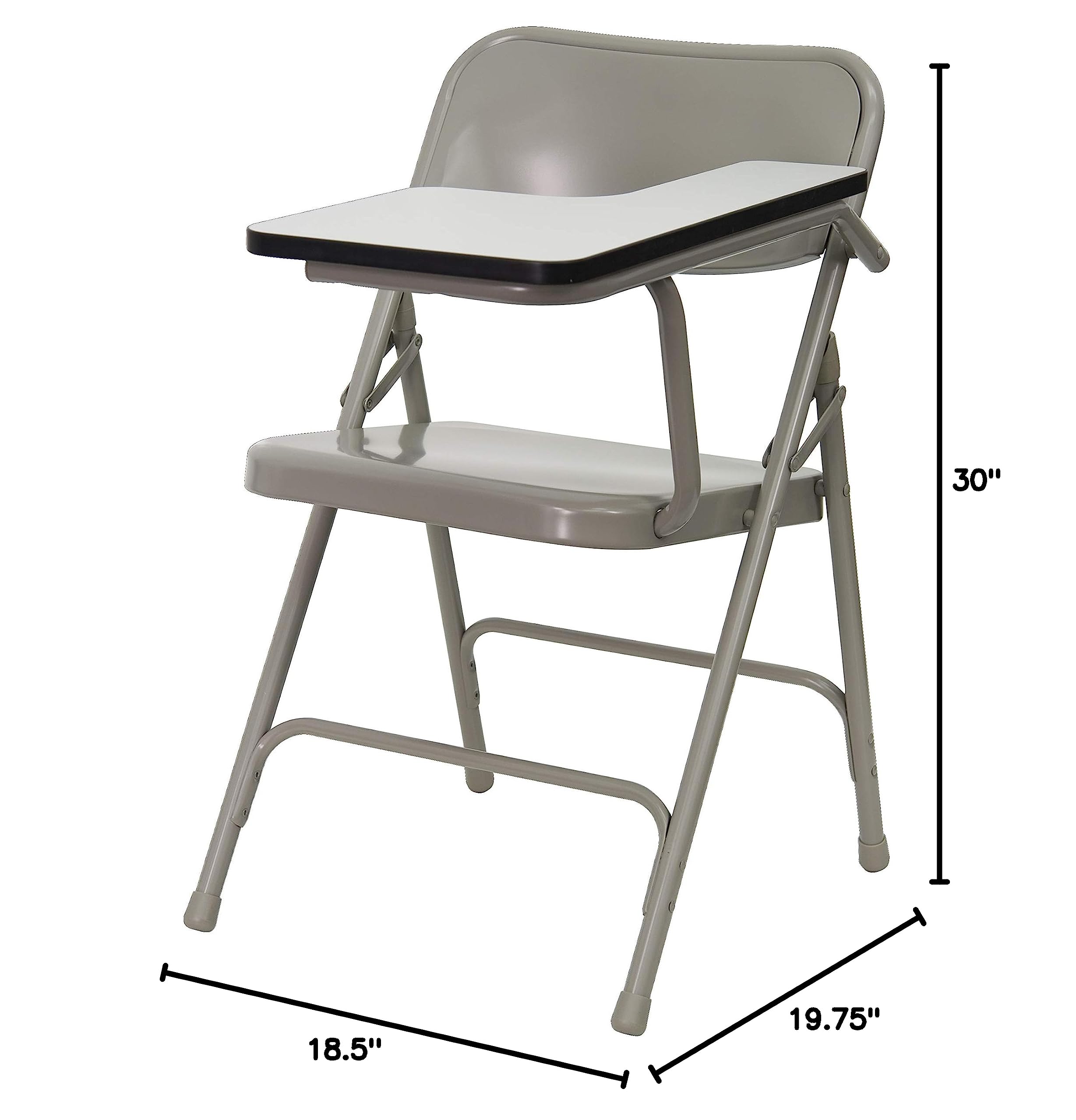 2 Pack Premium Steel Beige Folding Chair with Left-Handed Tablet Arm - Heavy Duty Event Chairs for Weddings, Conferences & Outdoor Gatherings
