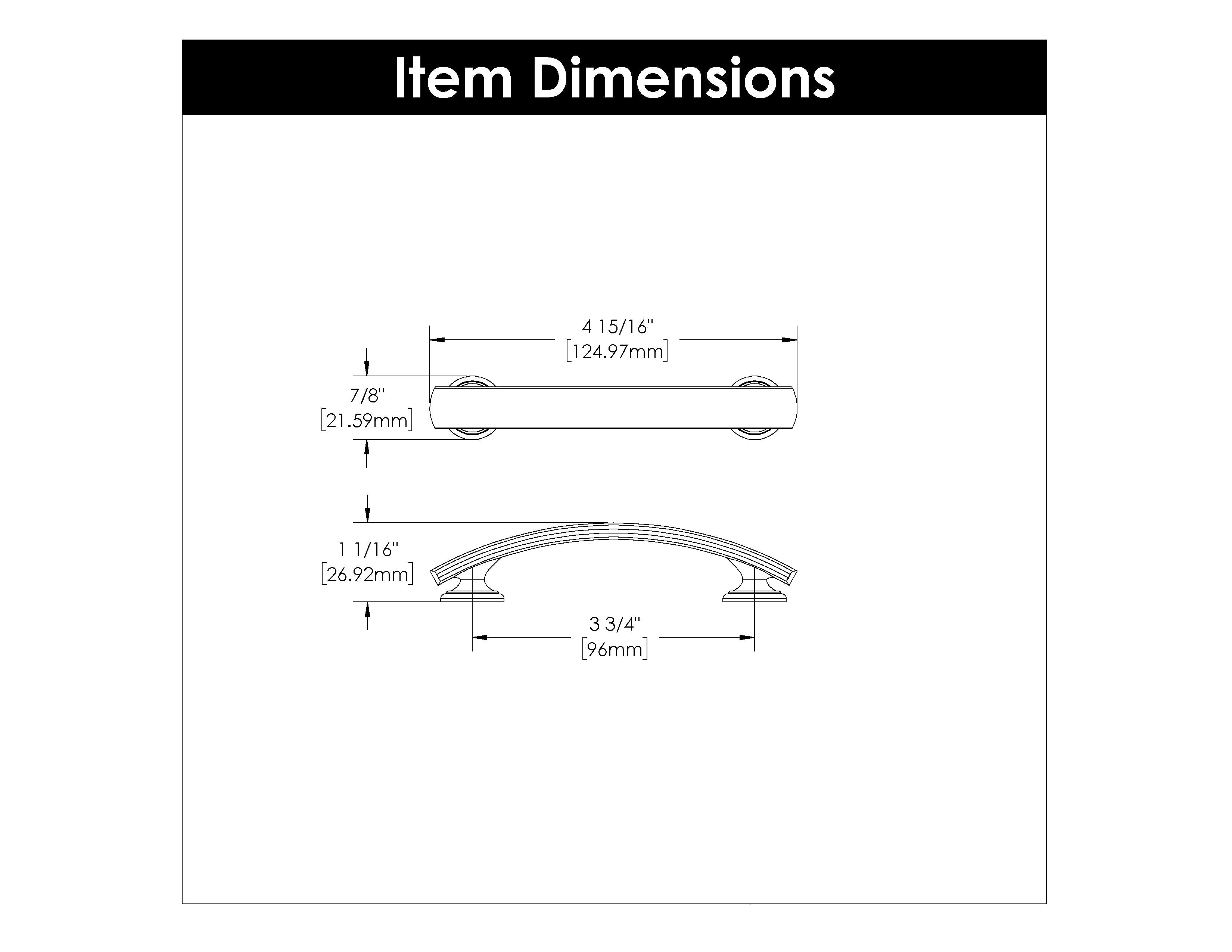 3 3/4 Inch (96mm) Black Nickel Cabinet Pulls - American Diner Style Handle for Kitchen Cabinets, Drawers & Furniture Hardware - Perfect for Modern Home Renovation & DIY Projects