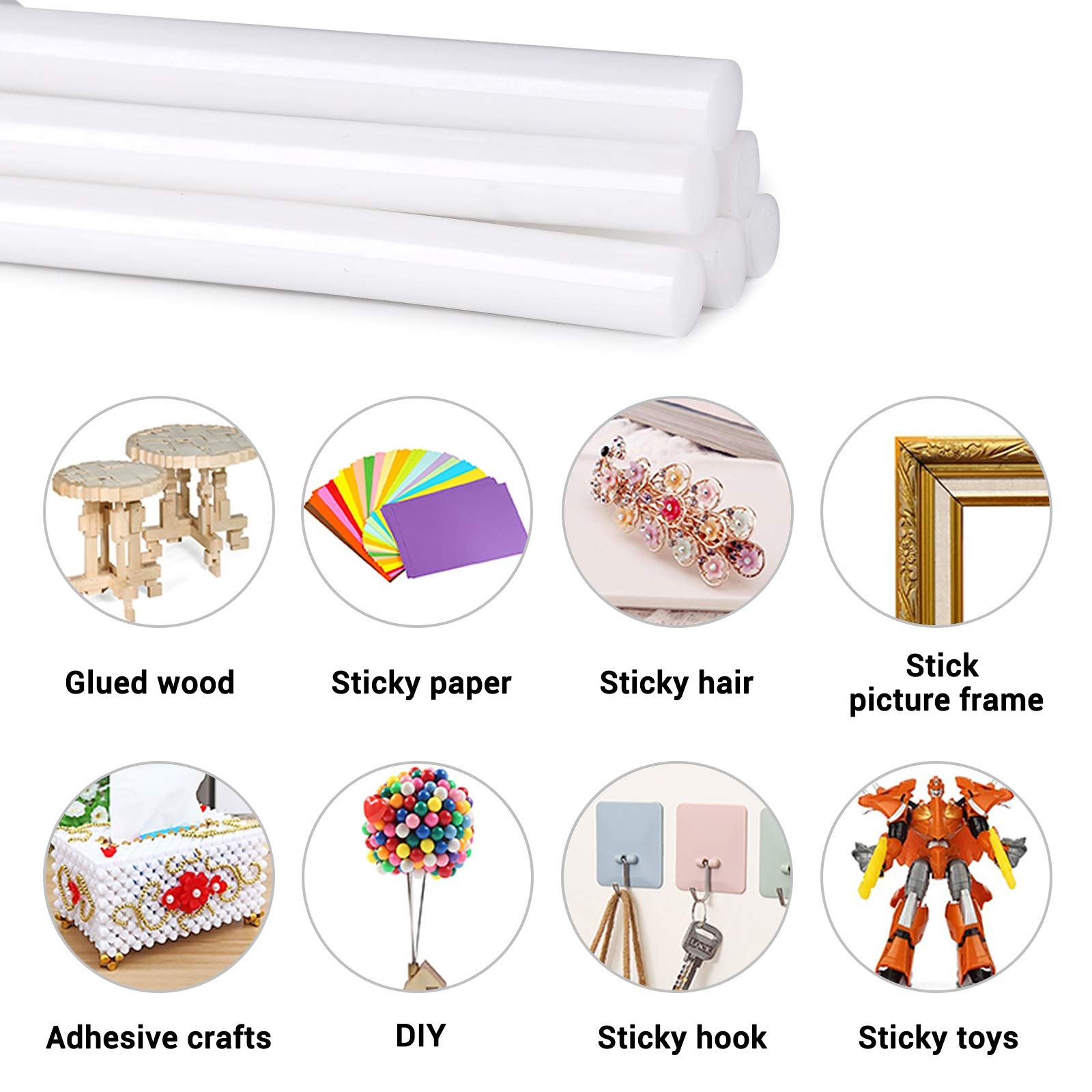 ENPOINT Mini White Hot Glue Sticks - 72 Pack (3.93 x 0.27 Inch) EVA Hot Melt Adhesive for Arts & Crafts, DIY Projects, Home Repairs, Holiday Decorations & Gift Making - Perfect for Scrapbooking, Woodworking, School Projects & Fabric Bonding