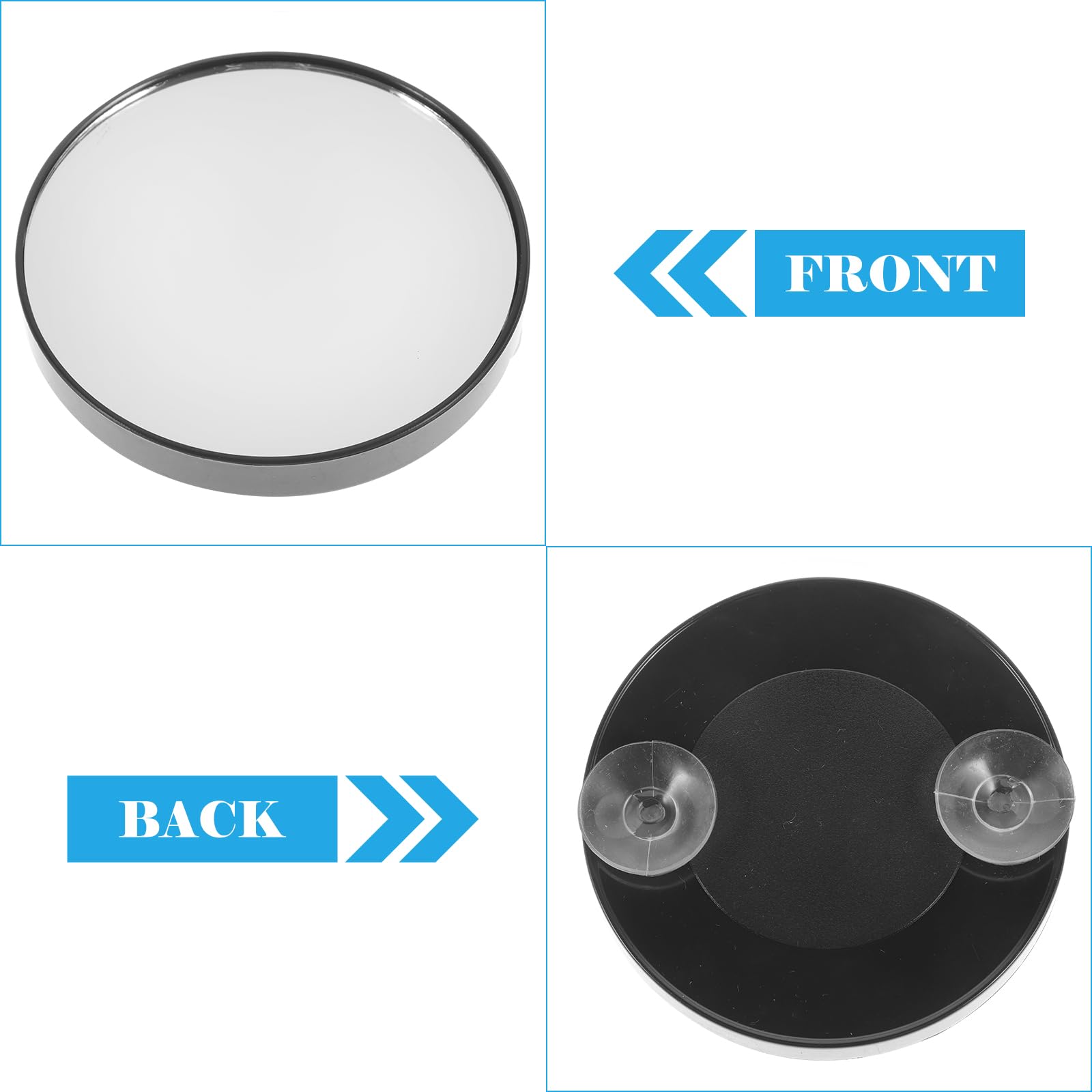 HEALLILY 7.5cm 5X Magnifying Glass Mirror - Small Round Wall Mirror for Makeup, Cosmetic, Bathroom with Suction Cups (Black) - Perfect for Travel, Home Vanity & Professional Salon Use