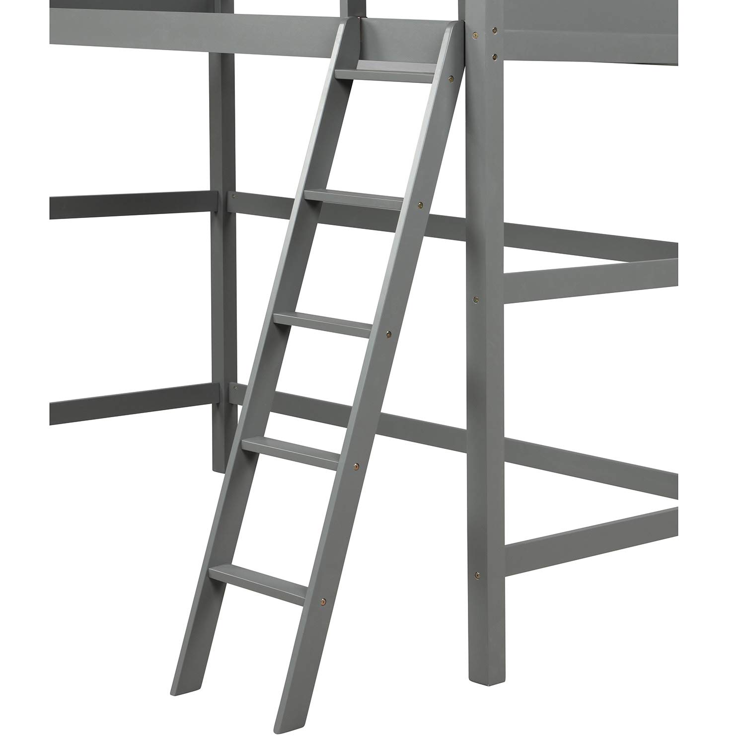 Harper & Bright Designs Twin Size Wooden Loft Bed with Ladder & Safety Rail - Grey - Space Saving High Loft Bed Frame for Kids, Teens & Small Rooms - Perfect for Bedroom, Dorm, Studio & Apartment Decor