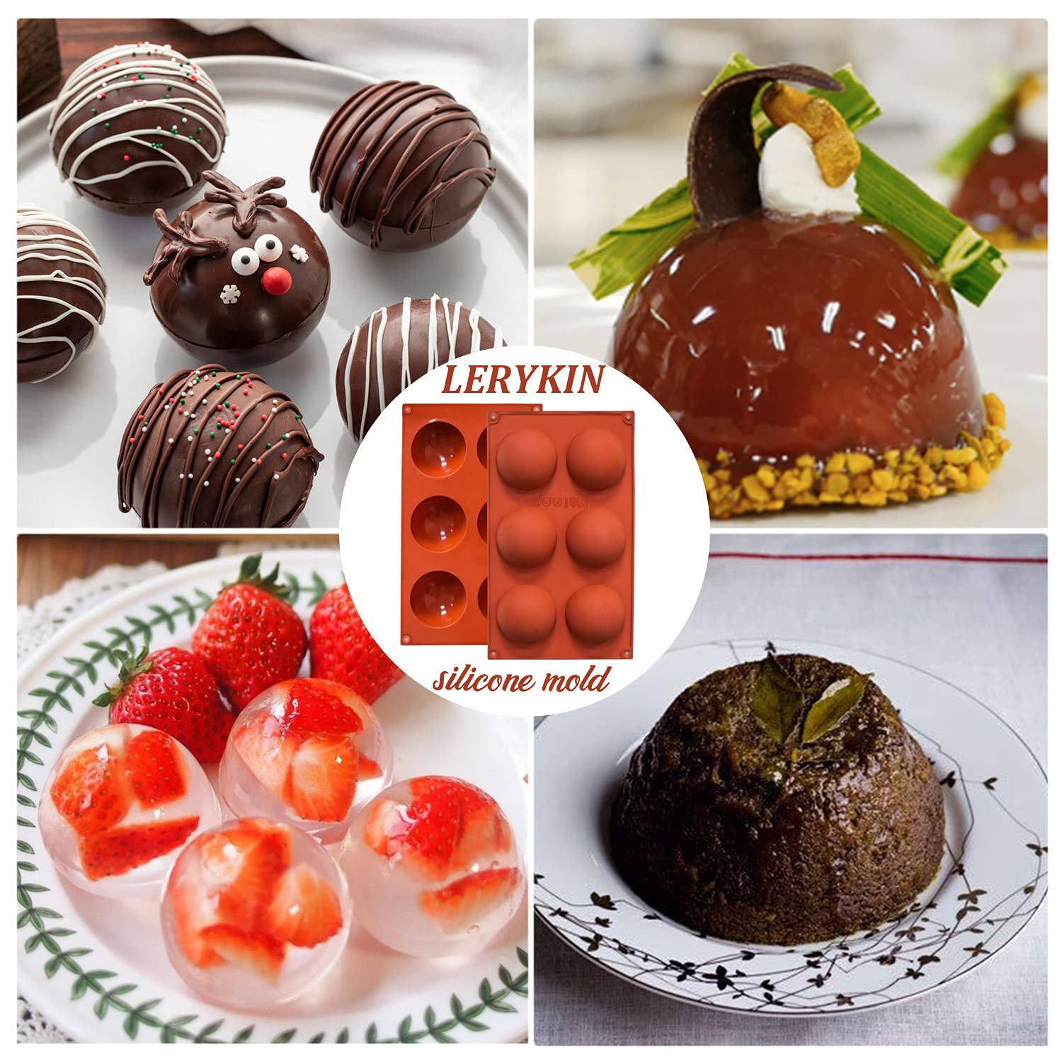 Premium Semi-Circular Silicone Baking Molds - 3-Pack Non-Stick Chocolate, Cake, Jelly, Dessert & Mousse Molds (6/15/24 Cups) for Home Baking, Party Treats & Professional Confectionery