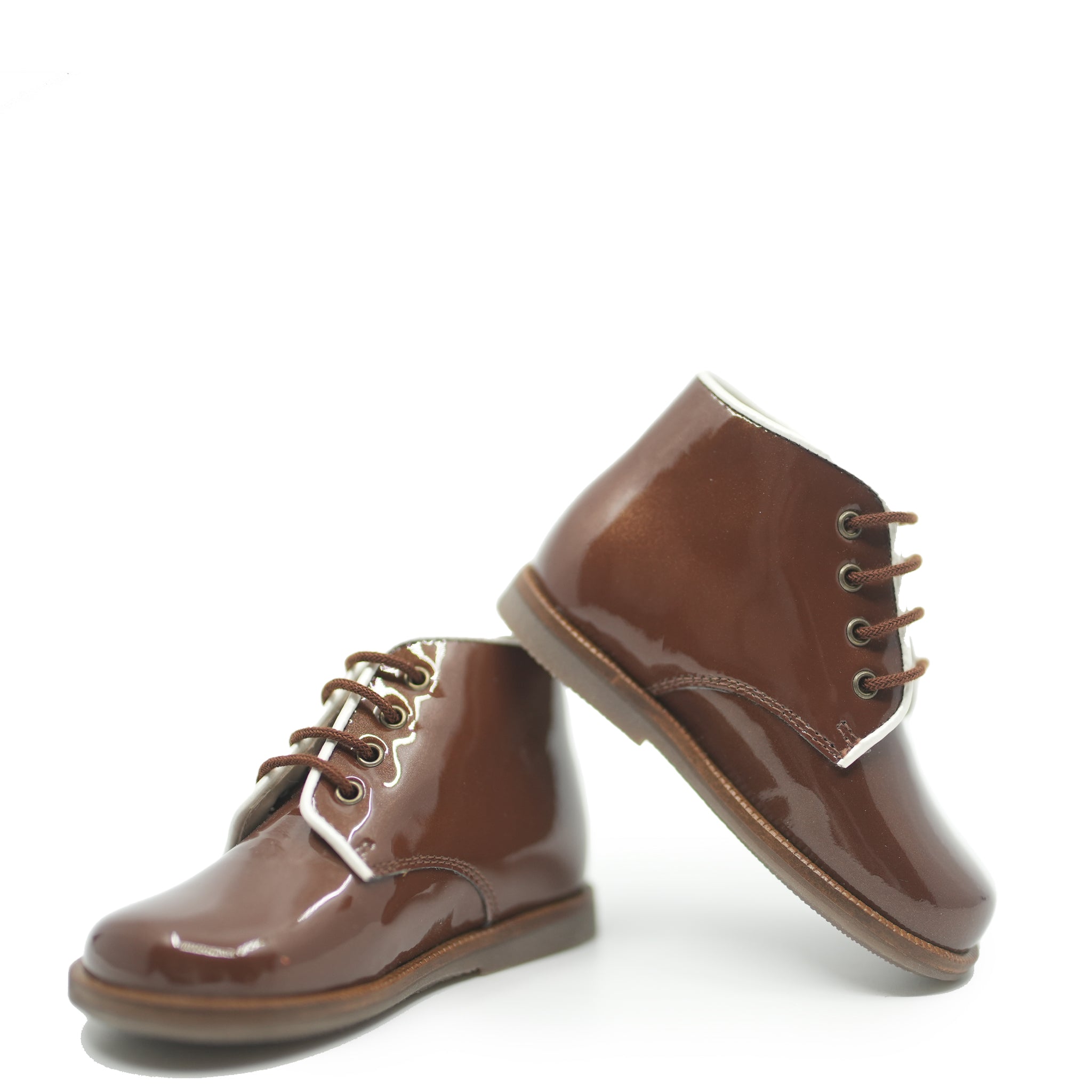 Beberlis Chocolate Patent Leather Baby Booties - Soft & Stylish First Walking Shoes for Infants - Perfect for Special Occasions, Photo Shoots & Everyday Wear