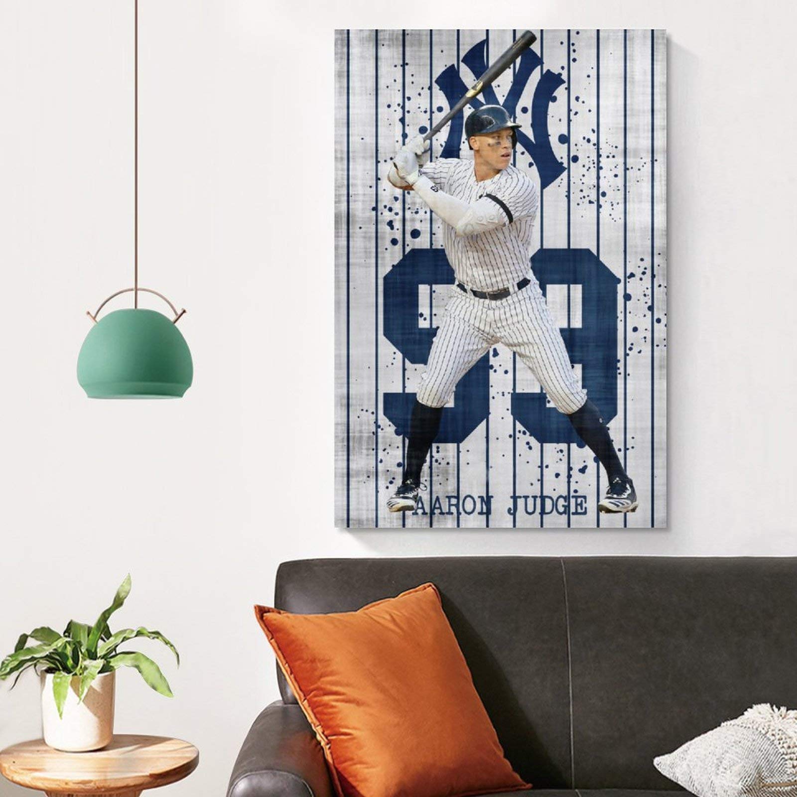 Aaron Judge Baseball Player Canvas Wall Art - 16x24 Inch (40x60cm) Sports Poster for Living Room, Bedroom, Man Cave & Game Room Decor - New York Yankees Fan Gift & MLB Memorabilia