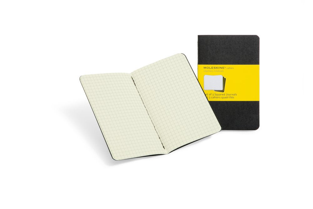 Premium Moleskine Squared Cahier Journal Set of 3 - Lined Notebooks for Writing, Sketching & Note Taking - Perfect for Students, Artists & Professionals - Durable Kraft Paper Cover