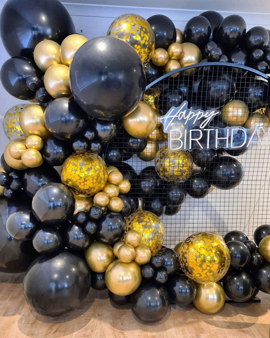 128PCS Black and Gold Balloons Garland Kit - 18