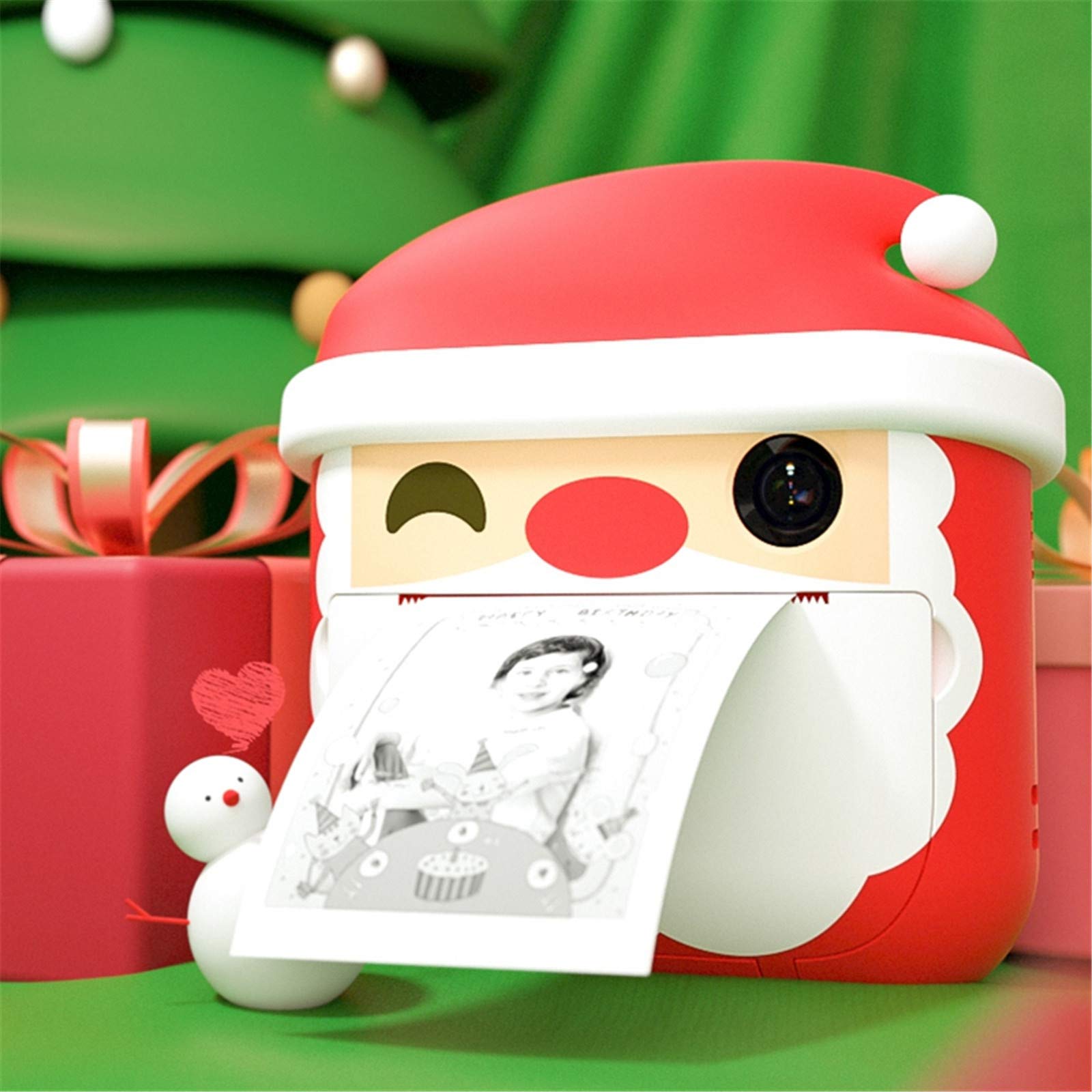 Santa Claus Instant Print Digital Camera for Kids - Mini Portable Toy Camera with 32GB TF Card & Photo Paper - Perfect Christmas Gift for Children, Birthday Party Favors, Travel Souvenirs & Family Fun Activities