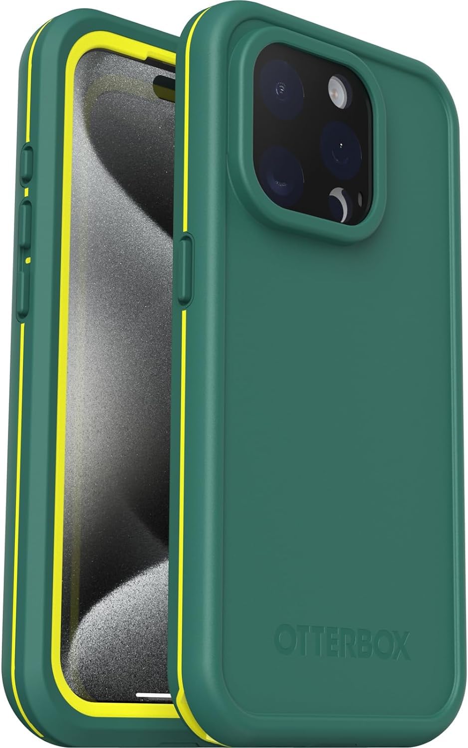 OtterBox iPhone 15 Pro FRE Series Waterproof Case with MagSafe - Shockproof & Screen Protection Slim Design (Green) | Perfect for Outdoor Adventures, Swimming & Daily Protection