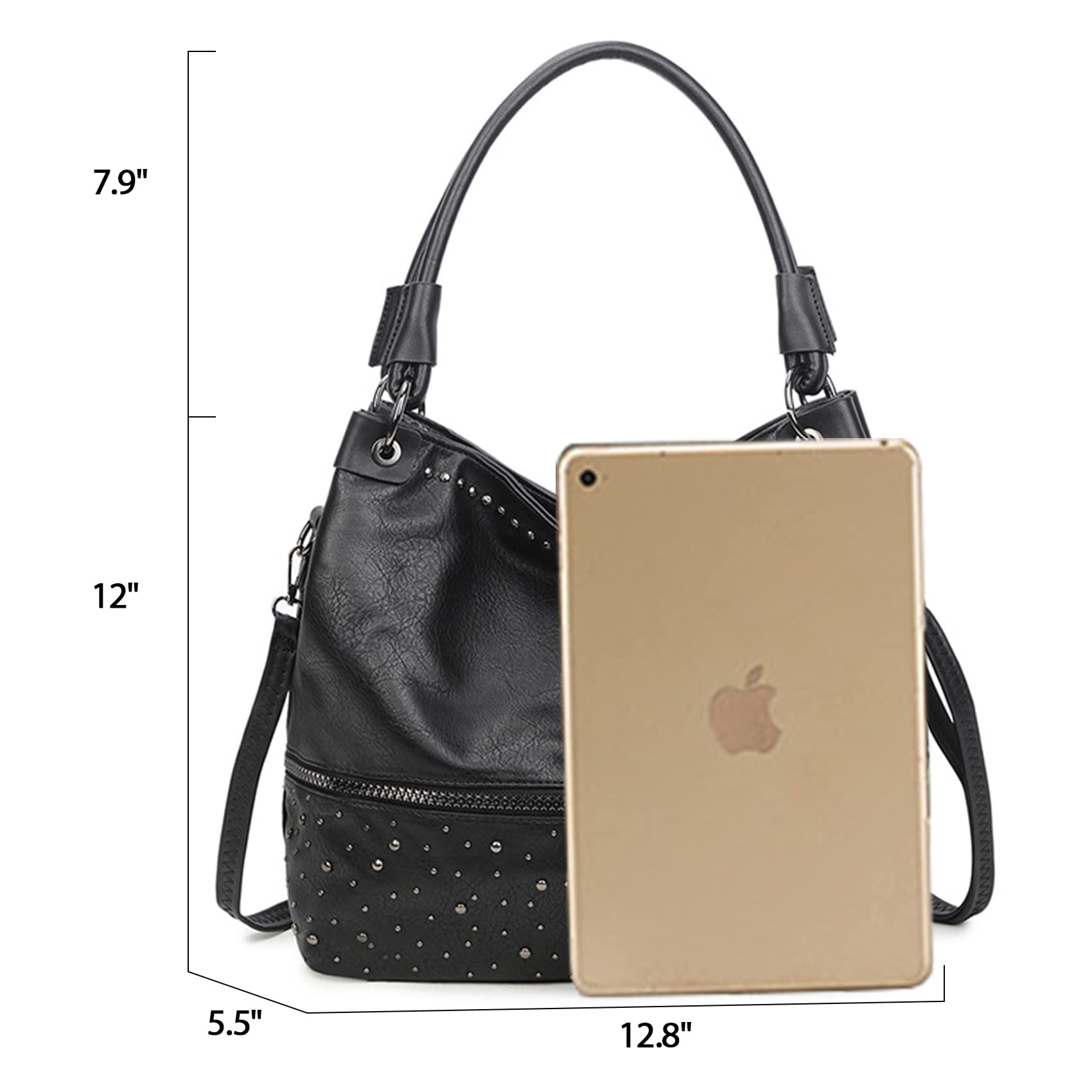 NOTAG Women's Fashion Handbags - PU Leather Crossbody & Shoulder Bags with Rivet Details | Perfect for Work, Travel & Everyday Use