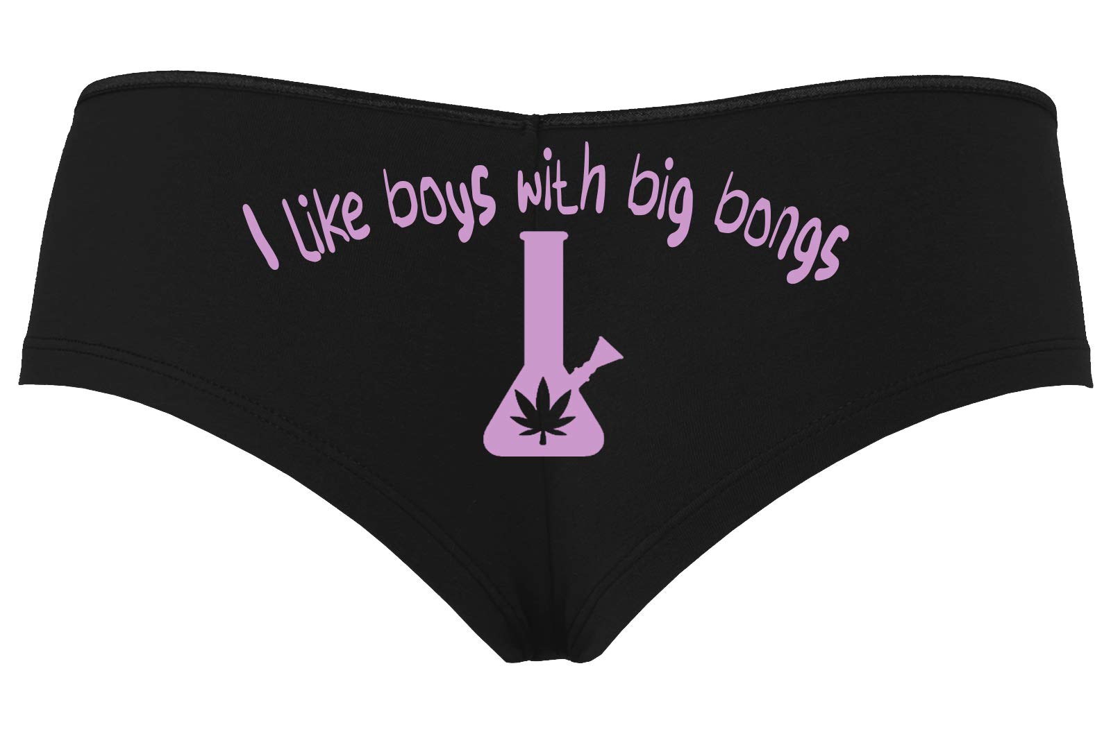 Knaughty Knickers I Like Boys With Big Bongs - Cannabis Themed Boyshort Panties for Women | Fun Lingerie for 420 Parties & Festivals