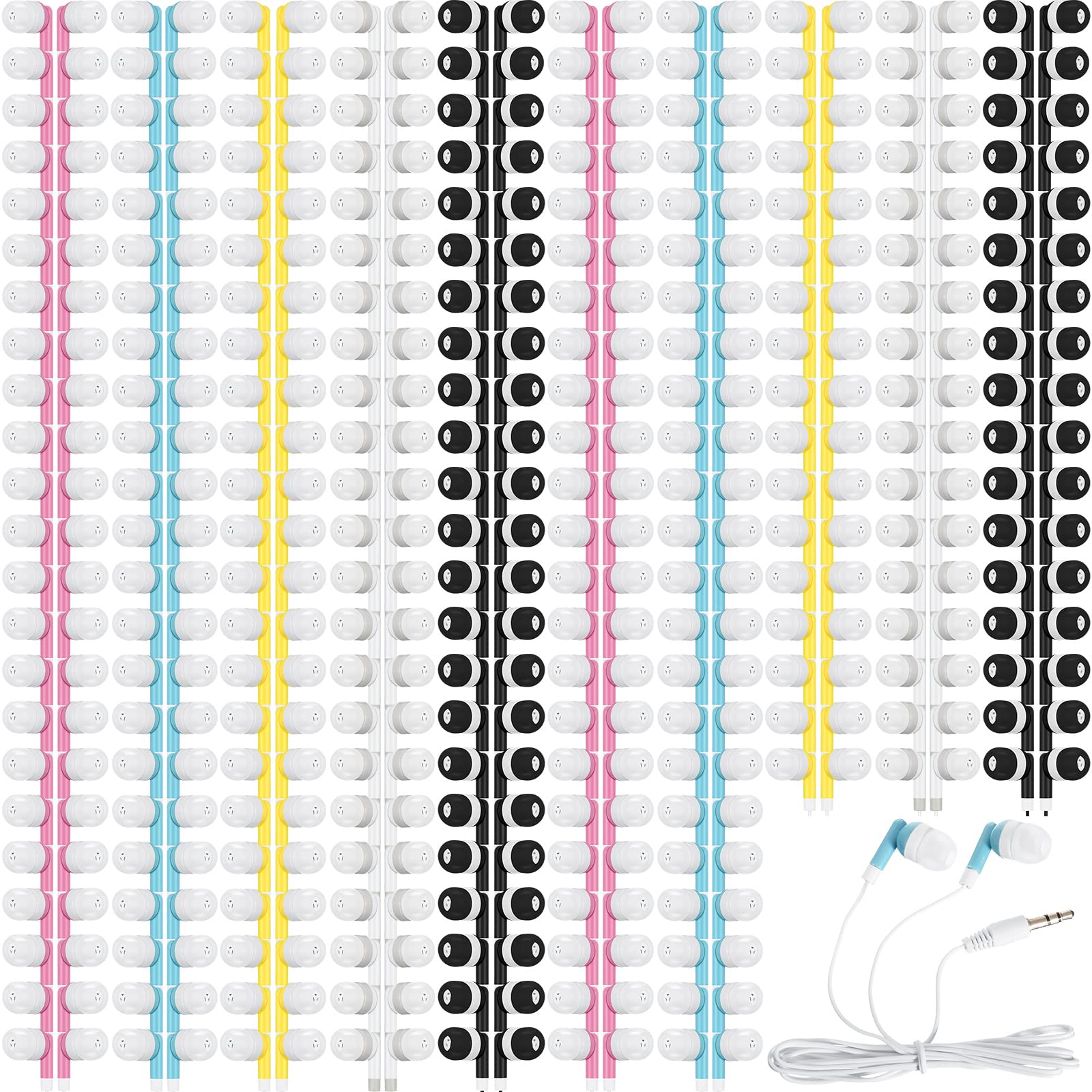 Xuhal 600 Packs Bulk Wired Earbuds Headphones - Colorful Classroom Earphones for Kids & Adults - Compatible with Smartphones, Laptops - Perfect for School, Library, Online Learning & Travel