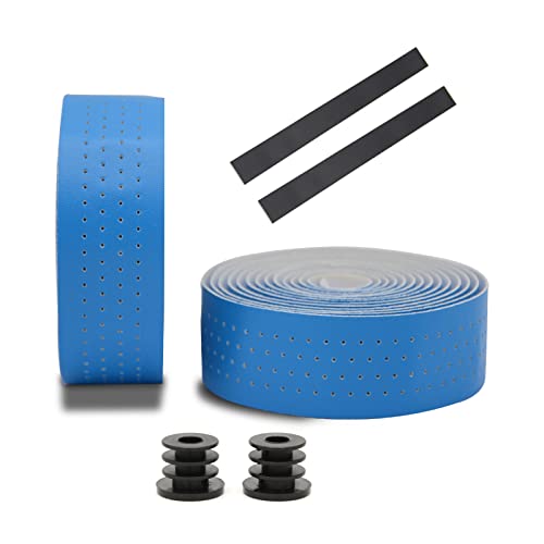 PU Bike Handlebar Tape - Self-Adhesive Bicycle Grip Tape for Road Bikes (2 Rolls, 2.8mm, Blue) | Comfortable Handlebar Wrap for Cycling, Commuting & Sports | Perfect for Road Bikes, Mountain Bikes & Exercise Bikes