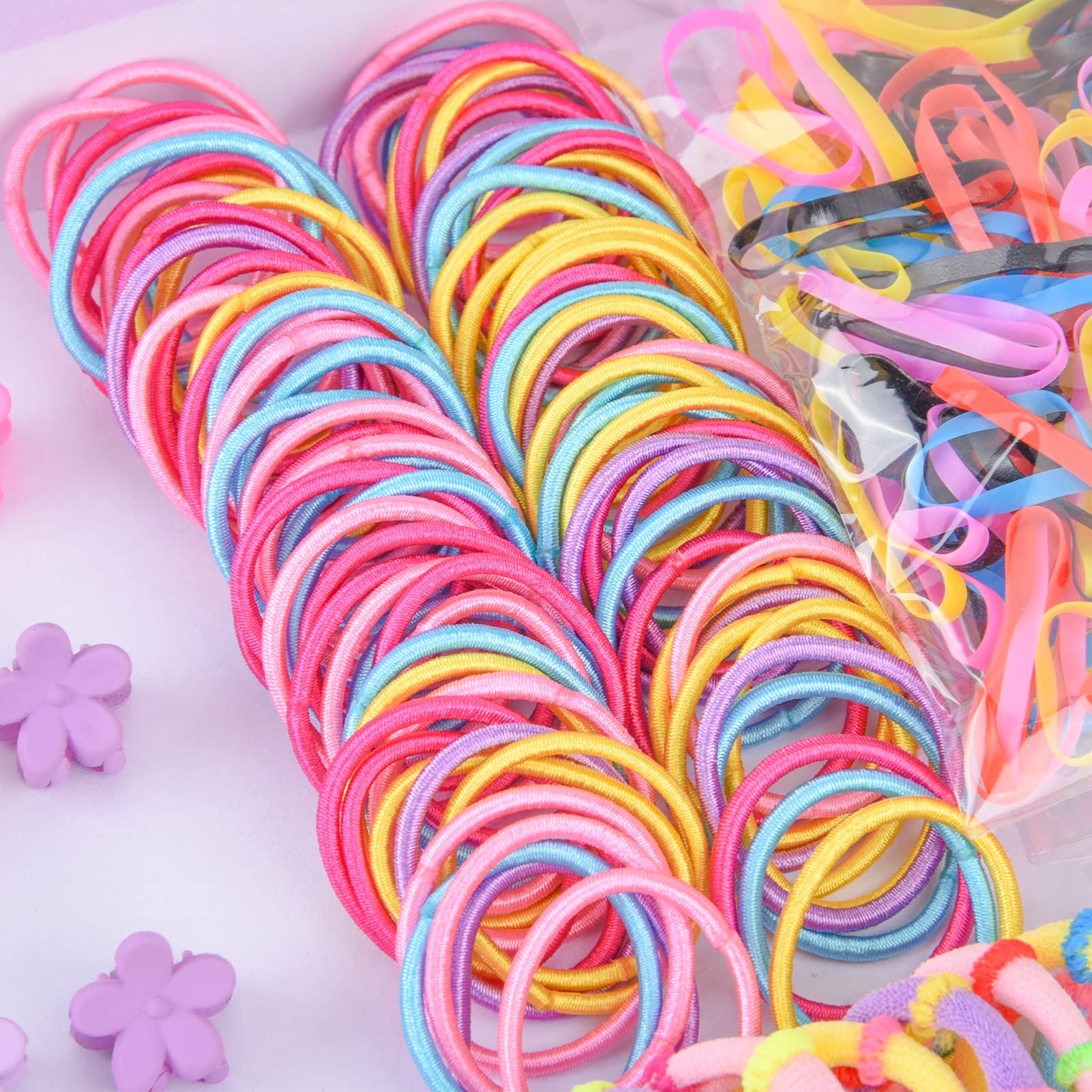 FRIUSATE 880pcs Girls Hair Clips & Hair Ties Set for School & Party