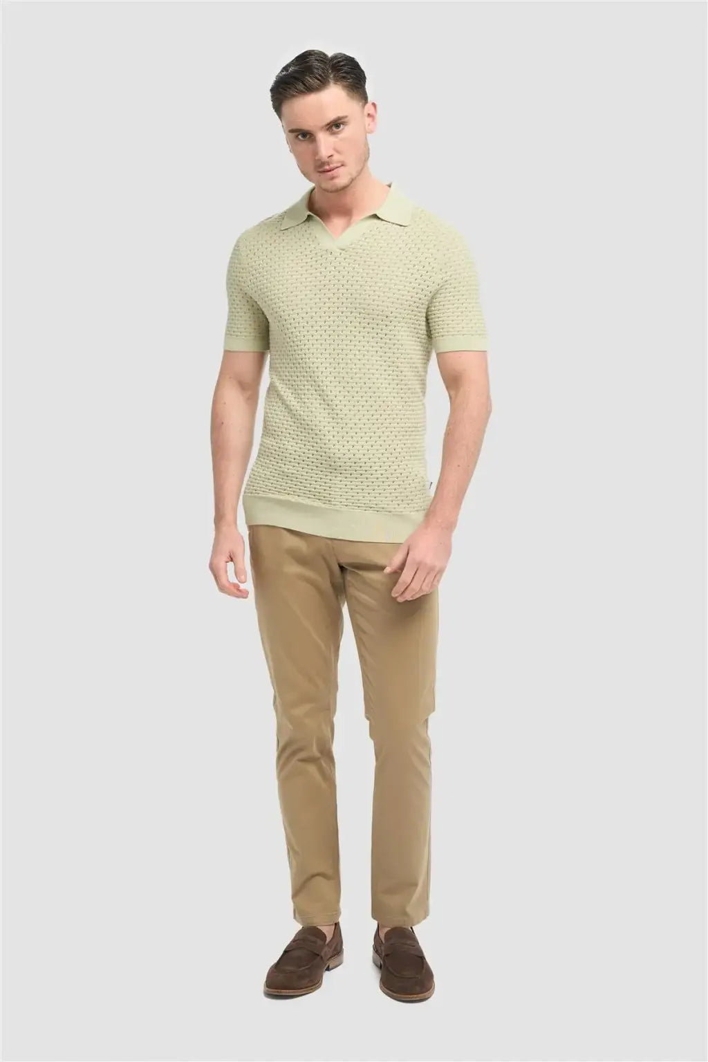 Cavani Hudson Stone Satin Soft Stretch Fit Chinos for Men - Comfortable Stretch Dress Pants for Office, Business Casual & Travel