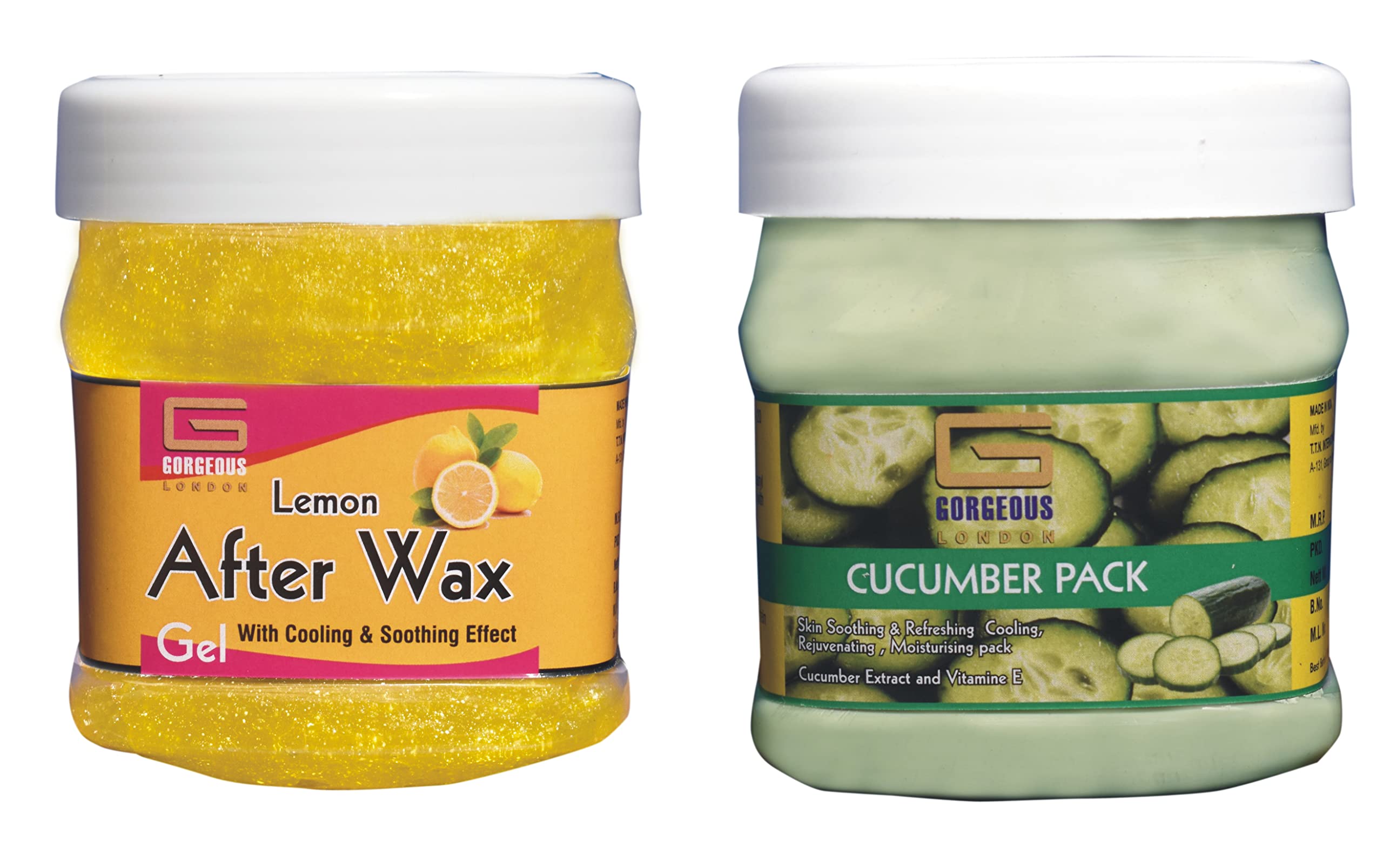 London Lemon After Wax Gel & Cucumber Pack Combo - 2 Pack (450ml Each) | Soothing Post-Waxing Care for Smooth Skin | Ideal for Home Waxing & Salon Use