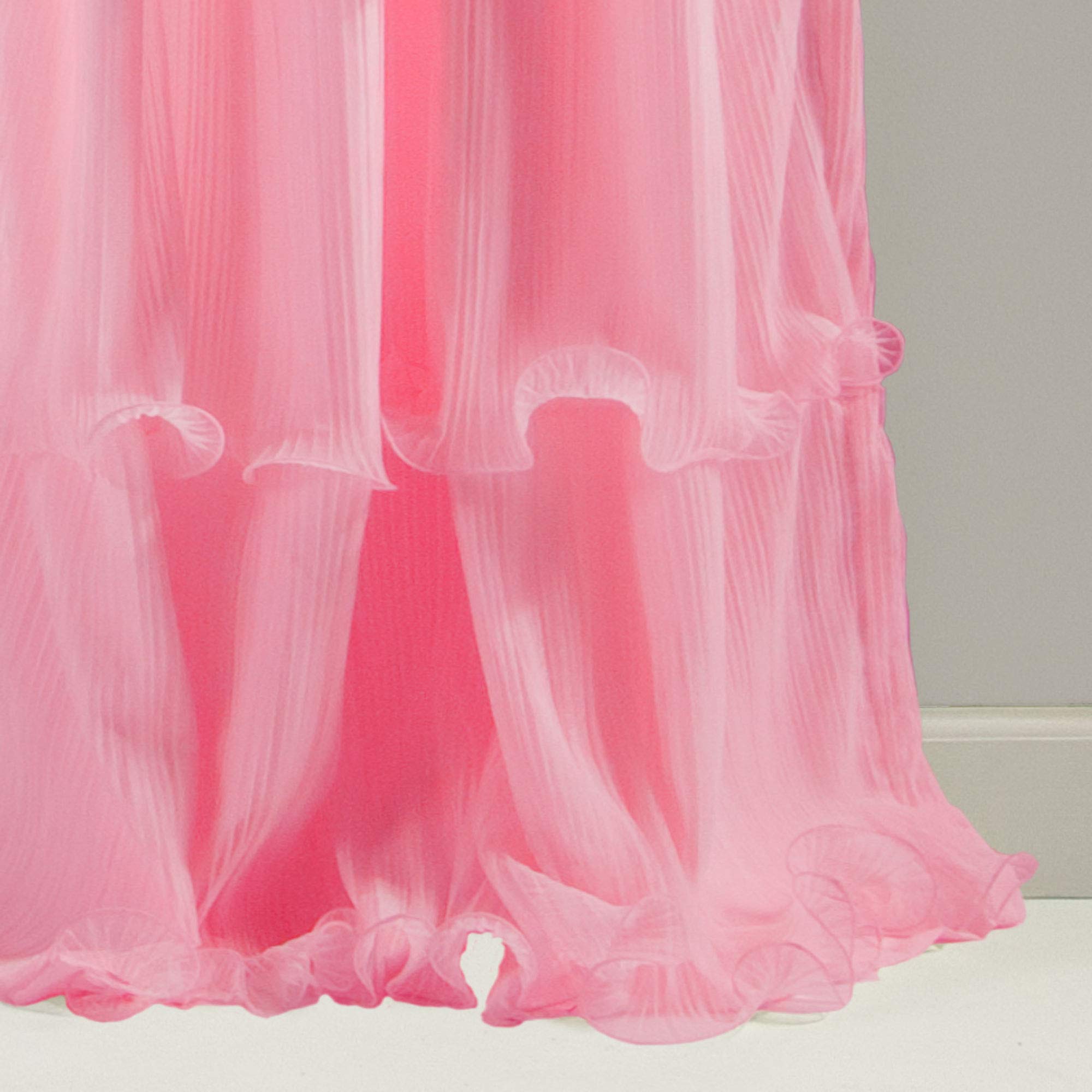 Lush Decor Nerina Sheer Ruffled Textured Pink Window Panel - 84 x 54 Inch - Elegant Curtain for Living Room, Dining Room, Bedroom, and Nursery