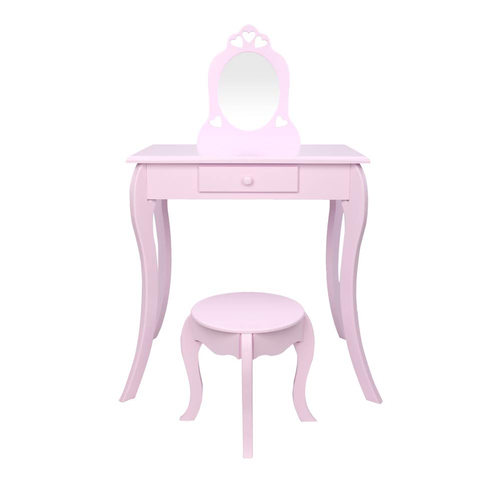 FCH Kids Dresser with Mirror and Drawer, Curved Feet, Purple - Perfect for Bedroom, Nursery, or Playroom Storage