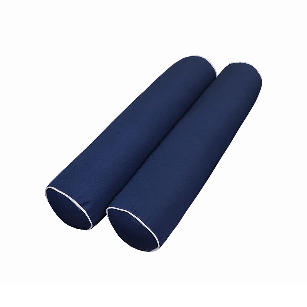 Prolinemax Style5 3-Piece Crib Size Outdoor Daybed Set - Contrast Pipe Trim Mattress, Bolster Pillow & Fitted Slipcover (AD101) - Perfect for Patio, Poolside & Garden Relaxation