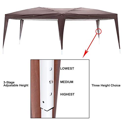 3 x 6m Two Windows Waterproof Folding Tent - Dark Coffee Color for Camping, Outdoor Events & Emergency Shelter