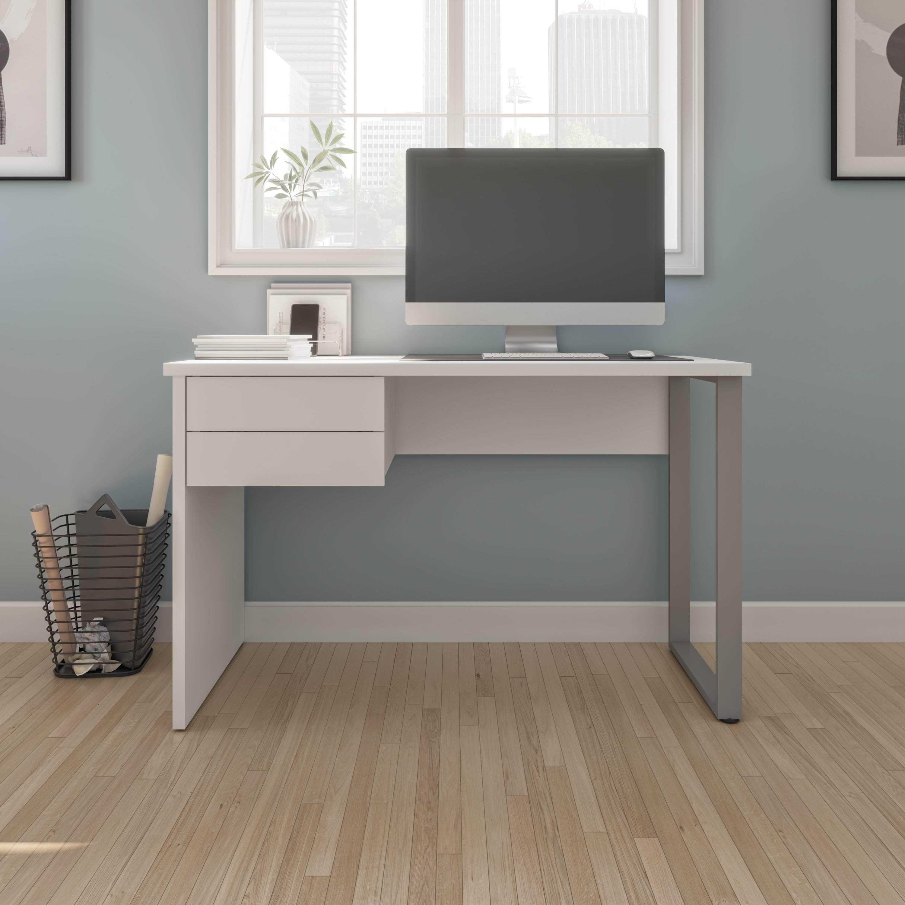 Solay 48W Reversible Small Table Desk with U-Shaped Metal Legs - 2 Color Options | Compact Study Desk for Dorm, Office & Small Spaces