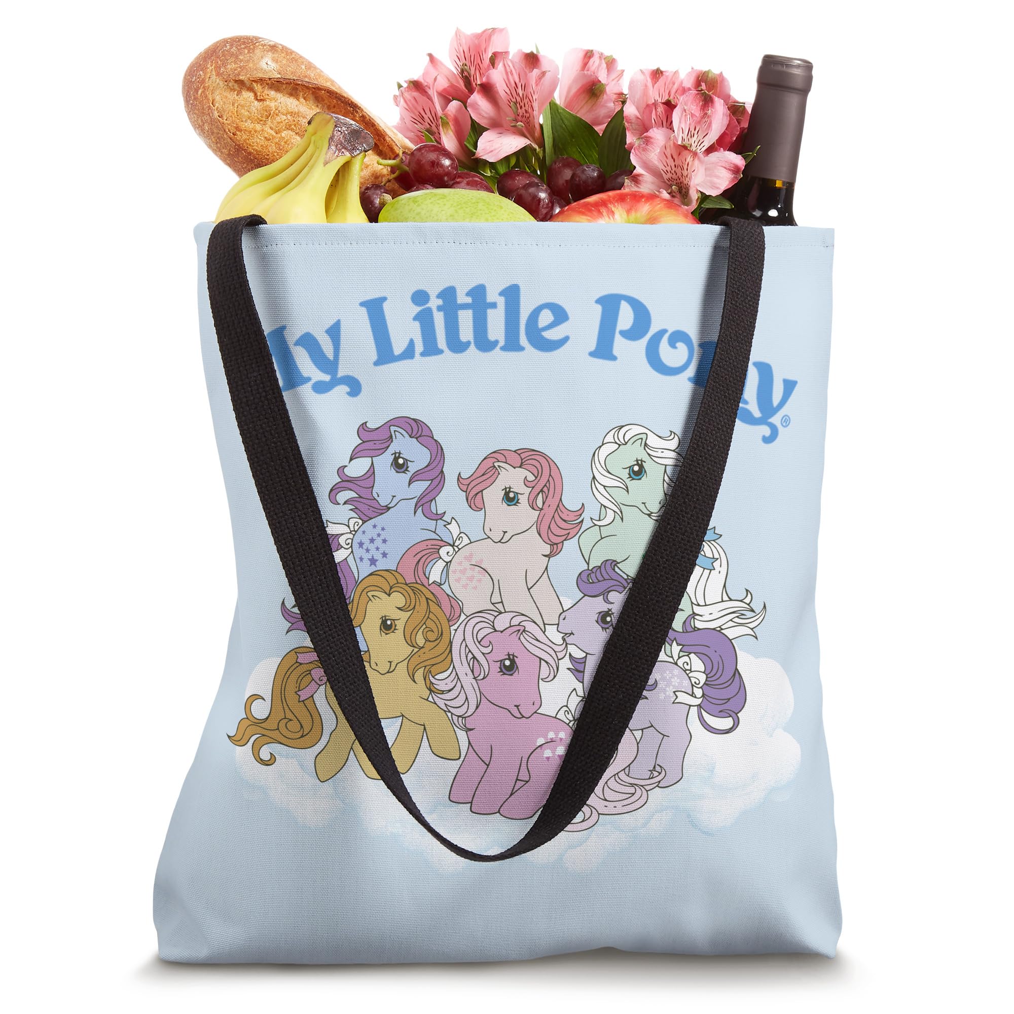 My Little Pony Clouds Group Shot Tote Bag - Cute Cartoon Pony Design Reusable Shopping Bag for School, Work & Groceries