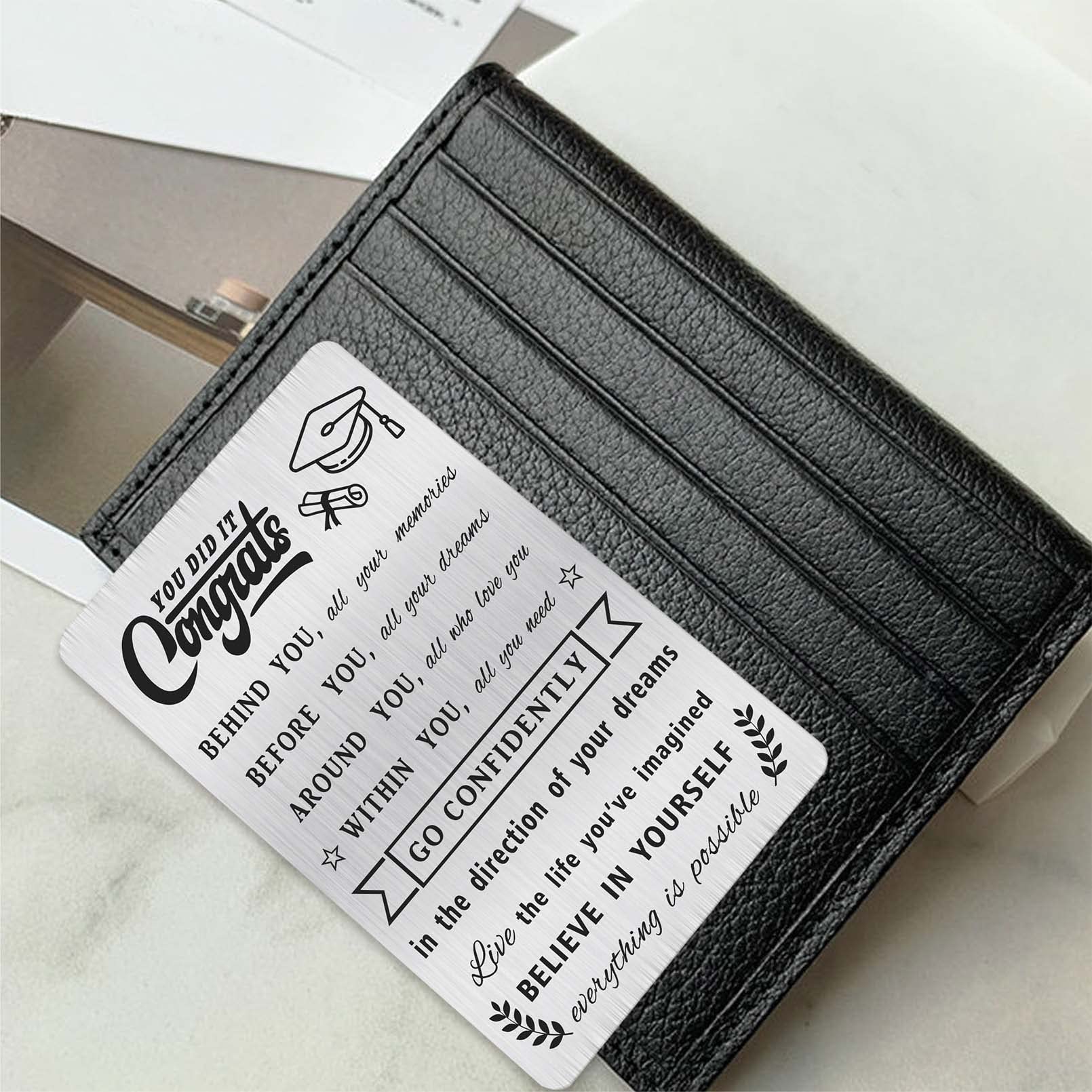 MOQIYXL Graduation Gift Card - Personalized Engraved Wallet Card for College & School Graduates 2024 - Inspirational Quote 'Go Confidently In The Direction of Your Dreams' - Perfect Graduation Gift for Him & Her - Ideal for Commencement, Diploma Case, or Keepsake Box