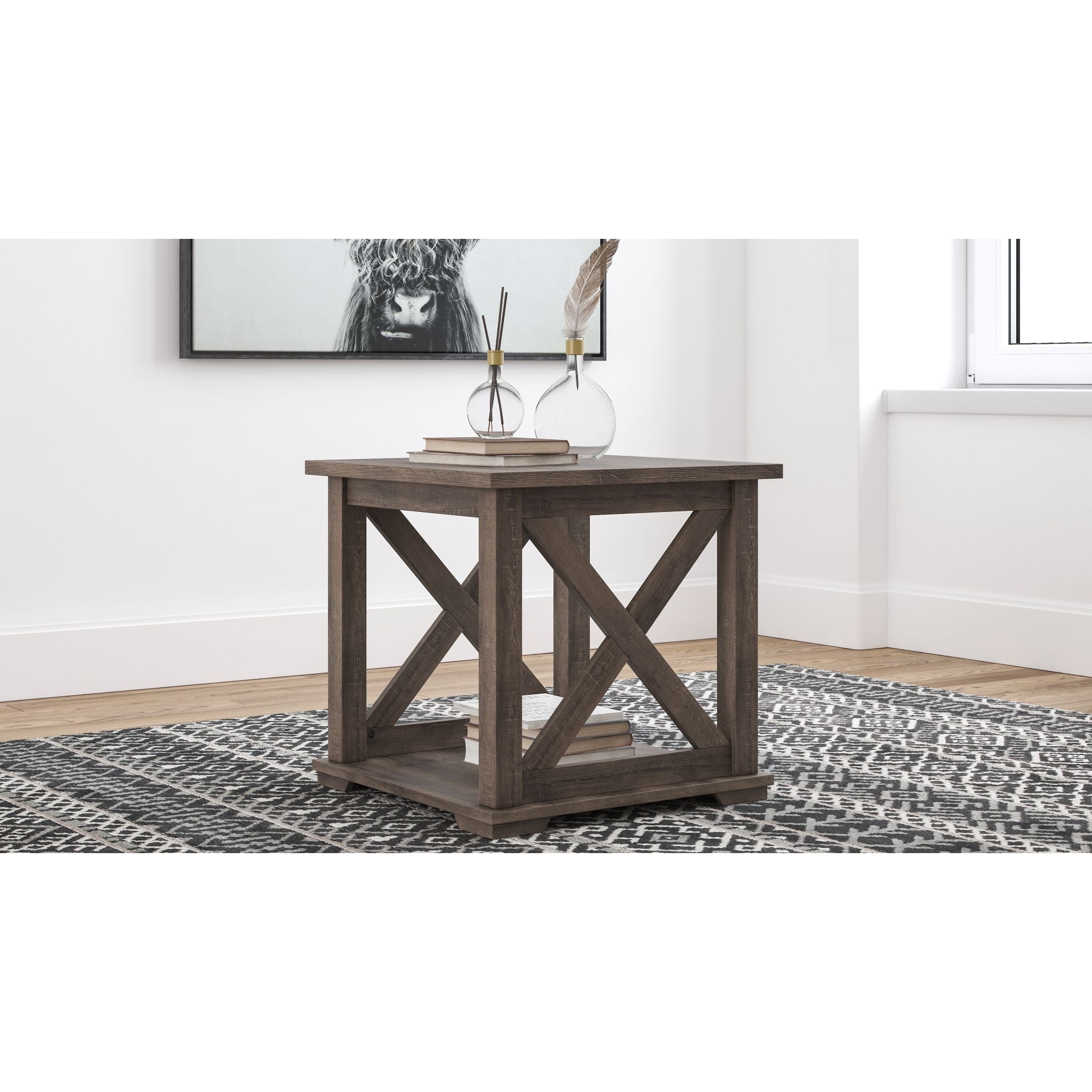 Arlenbry Modern End Table - Gray Nightstand for Living Room, Bedroom & Office - Small Side Table with Sturdy Metal Frame & Wooden Top - Perfect for Coffee, Books & Decor