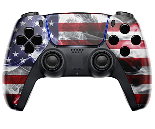 Custom Wireless Smoke Flag Design PS5 Controller - Unmodded Pro Gamepad for Enhanced Gaming Performance | Perfect for Competitive Play & Long Gaming Sessions