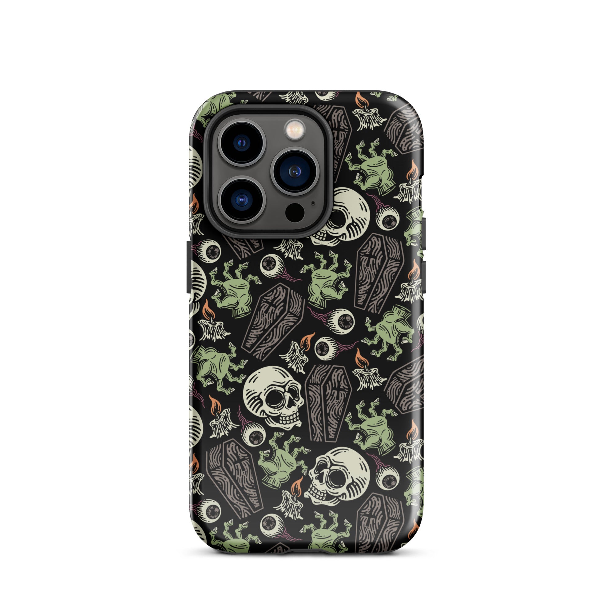 Premium Skeleton Horror iPhone Case - Durable Shockproof Protection for iPhone 12/13/14/15 Pro Max - Gothic Halloween Aesthetic Phone Cover for Parties & Cosplay