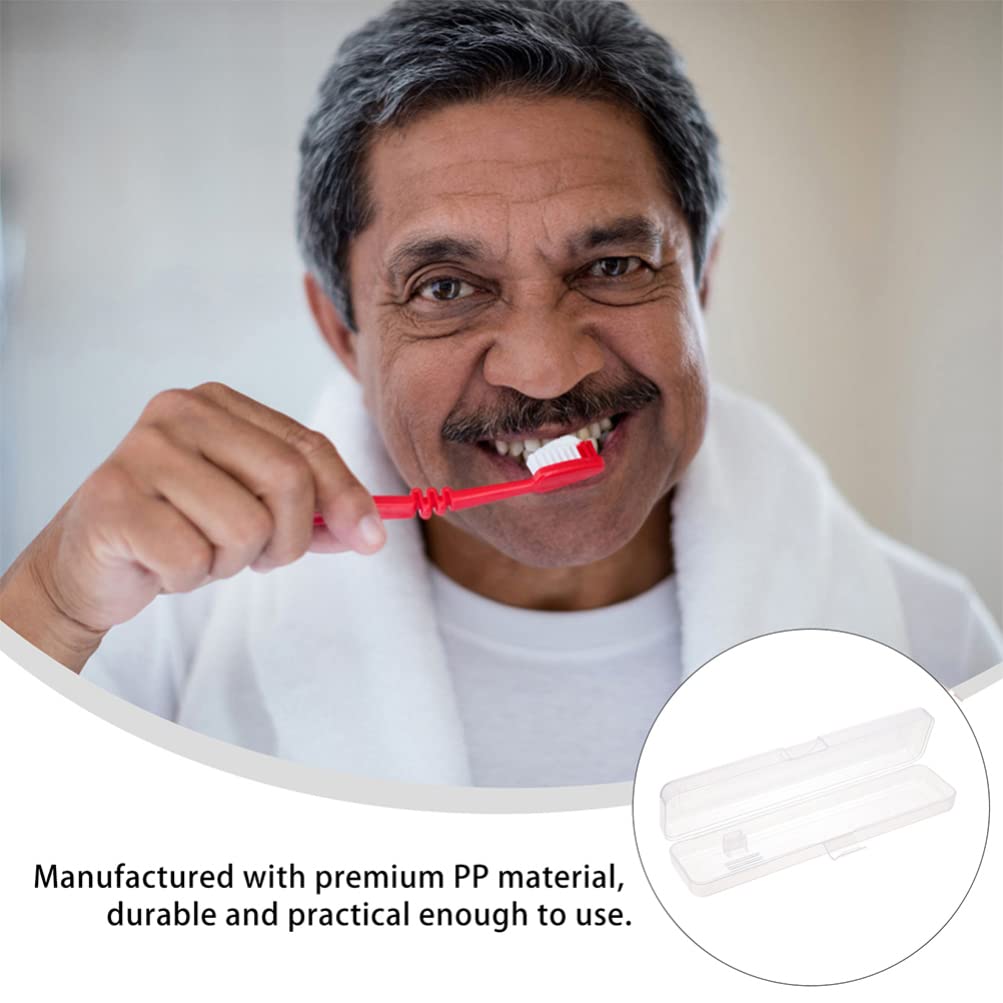 Healifty 2-Pack Travel Toothbrush Case with Toothpaste Holder - Compact Plastic Toothbrush Container for Travel, Camping & Gym - White PP Material (Pencil Case Style)